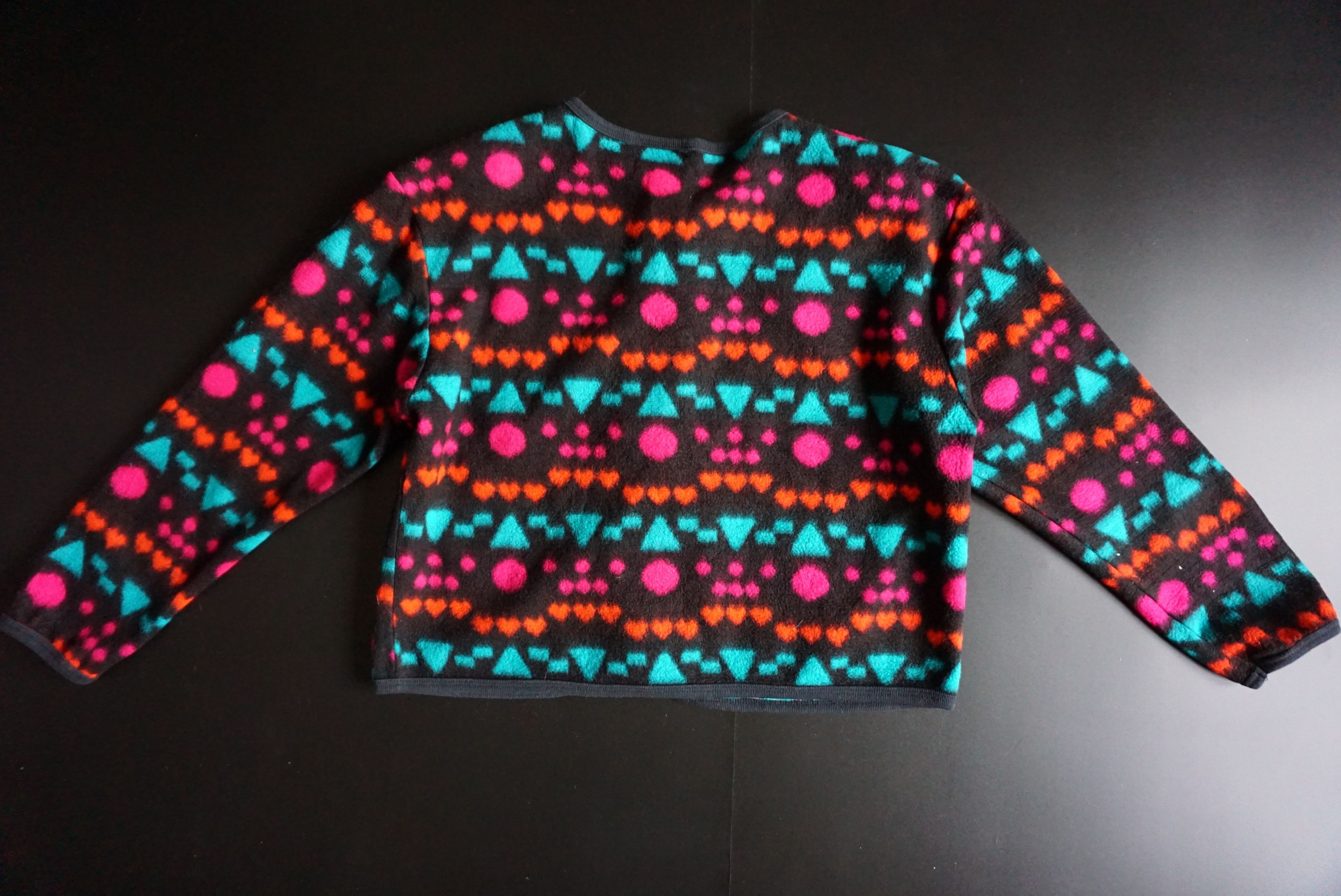 Vintage 80s 90s patterned top M 8/10 fleece cardigan jersey Y2K Size M / US 6-8 / IT 42-44 - 10 Thumbnail