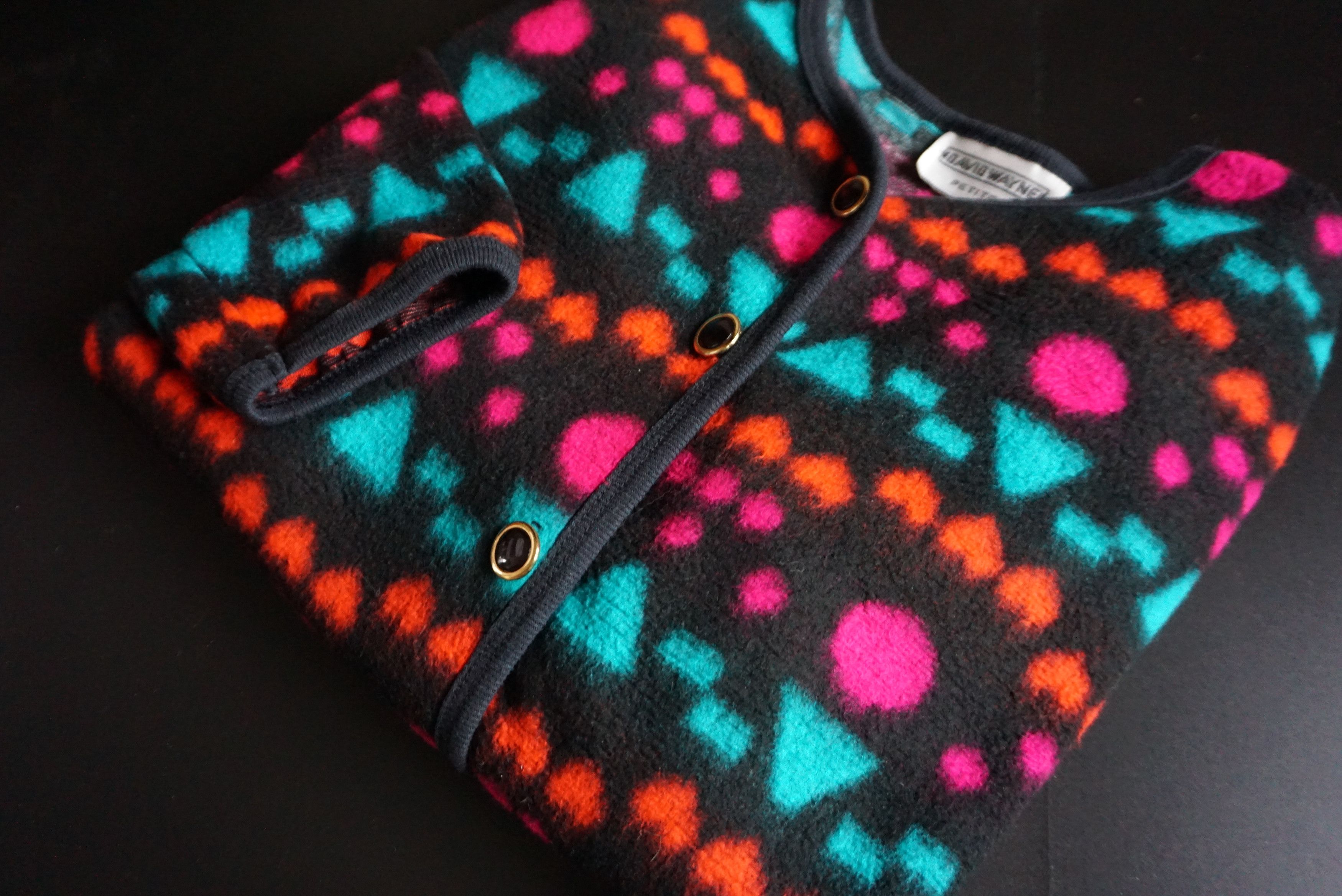 Vintage 80s 90s patterned top M 8/10 fleece cardigan jersey Y2K Size M / US 6-8 / IT 42-44 - 16 Thumbnail