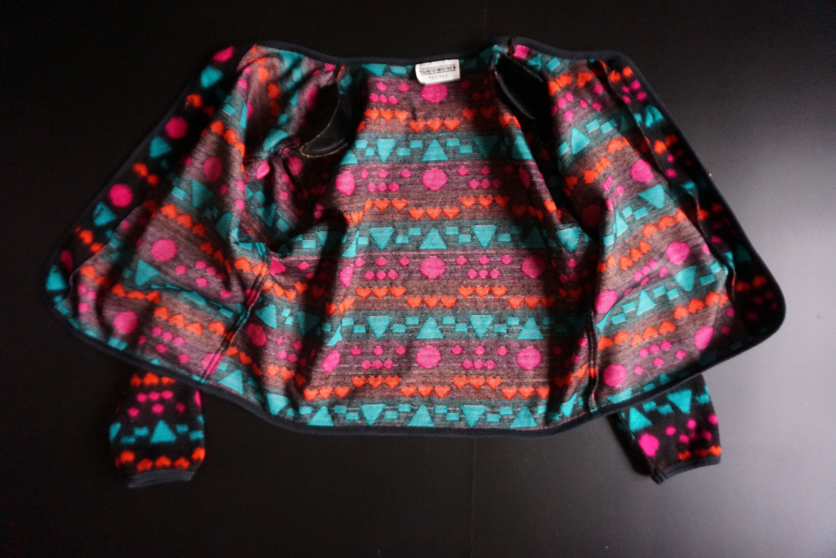 Vintage 80s 90s patterned top M 8/10 fleece cardigan jersey Y2K Size M / US 6-8 / IT 42-44 - 12 Thumbnail