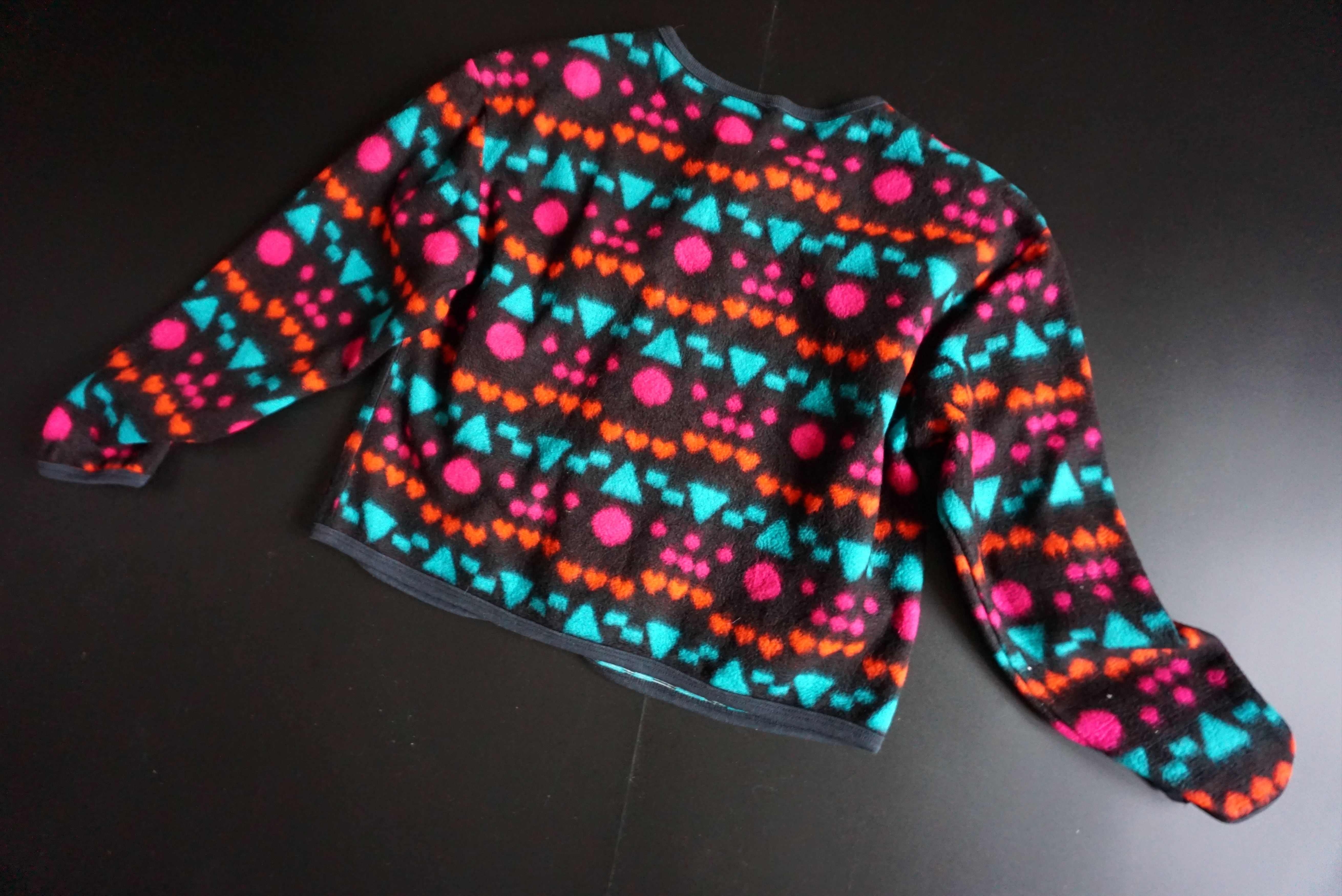 Vintage 80s 90s patterned top M 8/10 fleece cardigan jersey Y2K Size M / US 6-8 / IT 42-44 - 8 Thumbnail