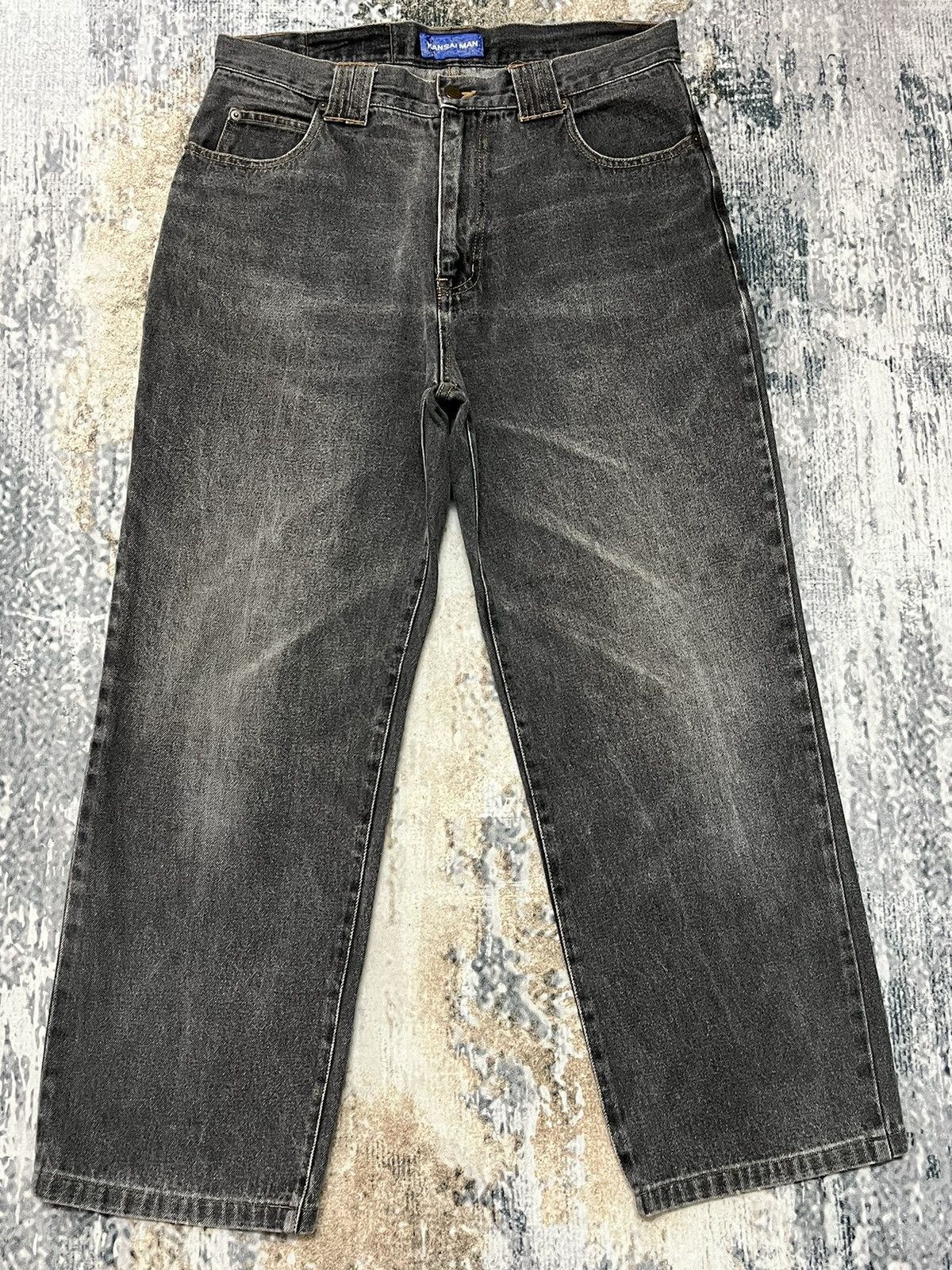 Japanese Brand × Kansai Yamamoto × Vintage Kansai Man By Kansai Yamamoto Regular Baggy Denim Black Size US 33 - 1 Thumbnail