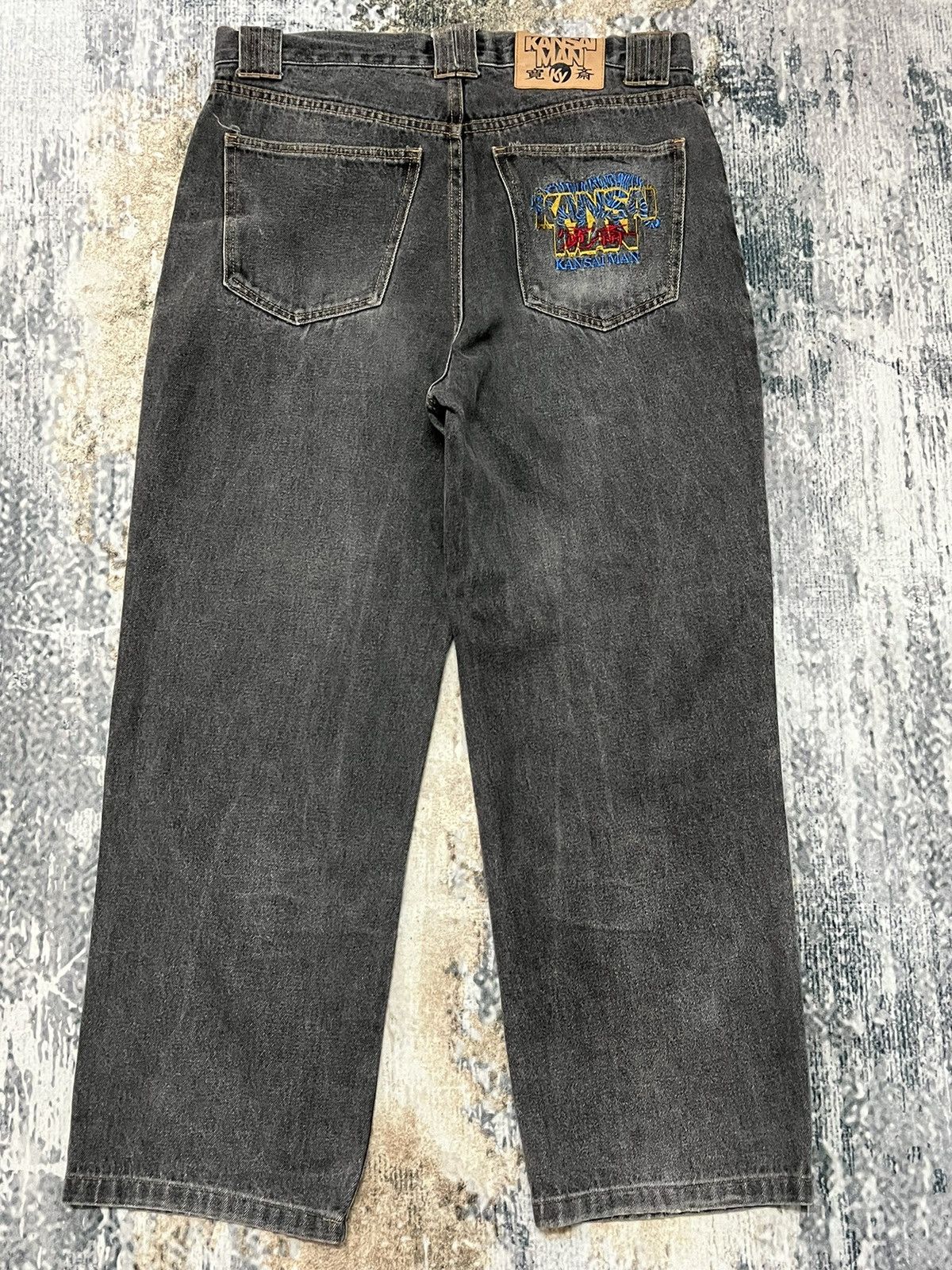 Japanese Brand × Kansai Yamamoto × Vintage Kansai Man By Kansai Yamamoto Regular Baggy Denim Black Size US 33 - 6 Thumbnail