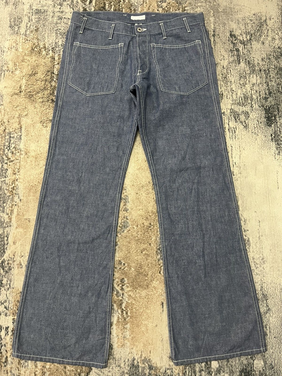 image of Avant Garde x Vintage Class Bush Pant Blue Denim Cotton Baggy Japanase Pants, Men's (Size 34)
