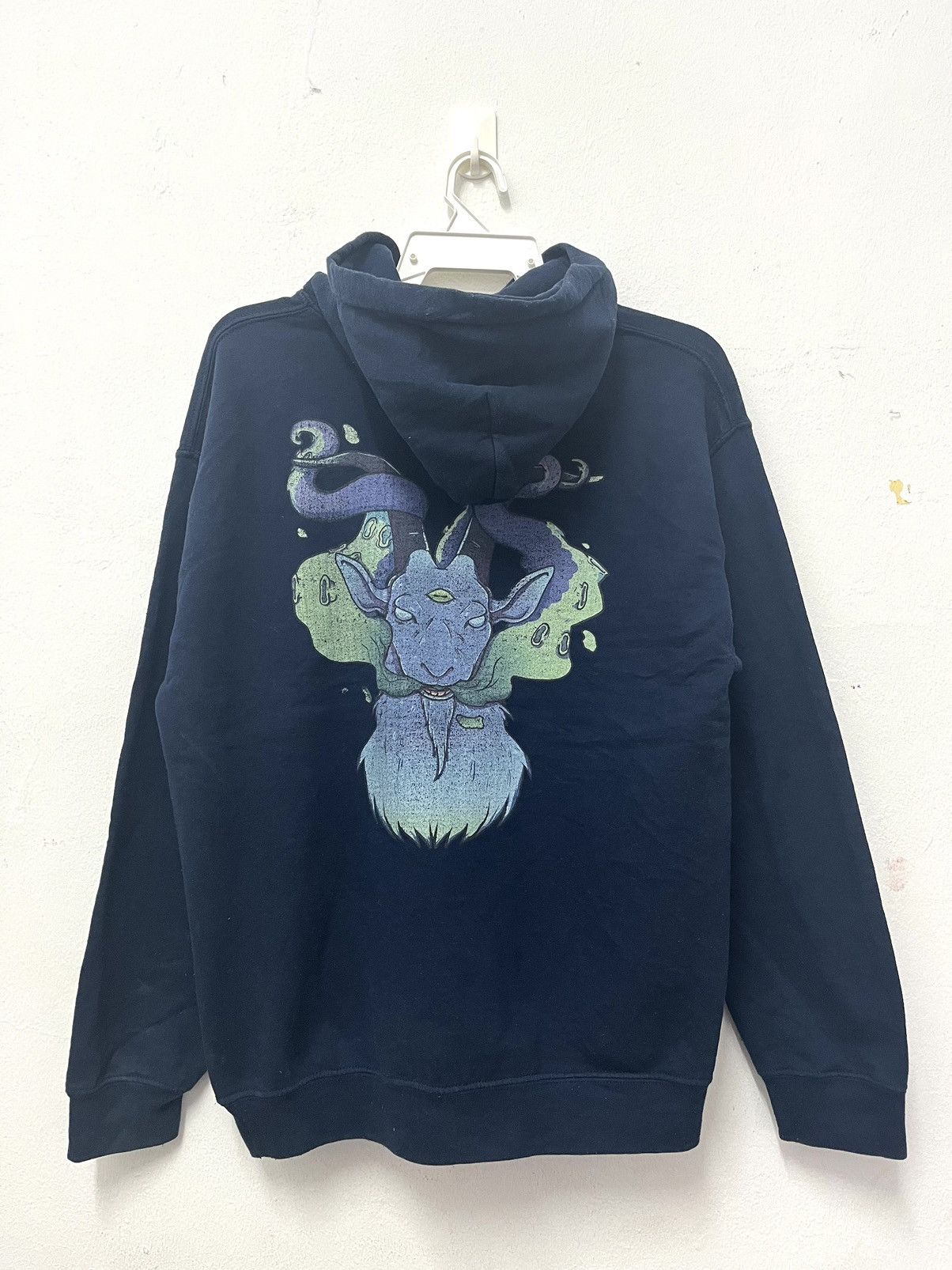 image of Vintage Goat Devil 3 Eye Hoddie Sweatshirt Black Metal in Blue, Men's (Size Medium)