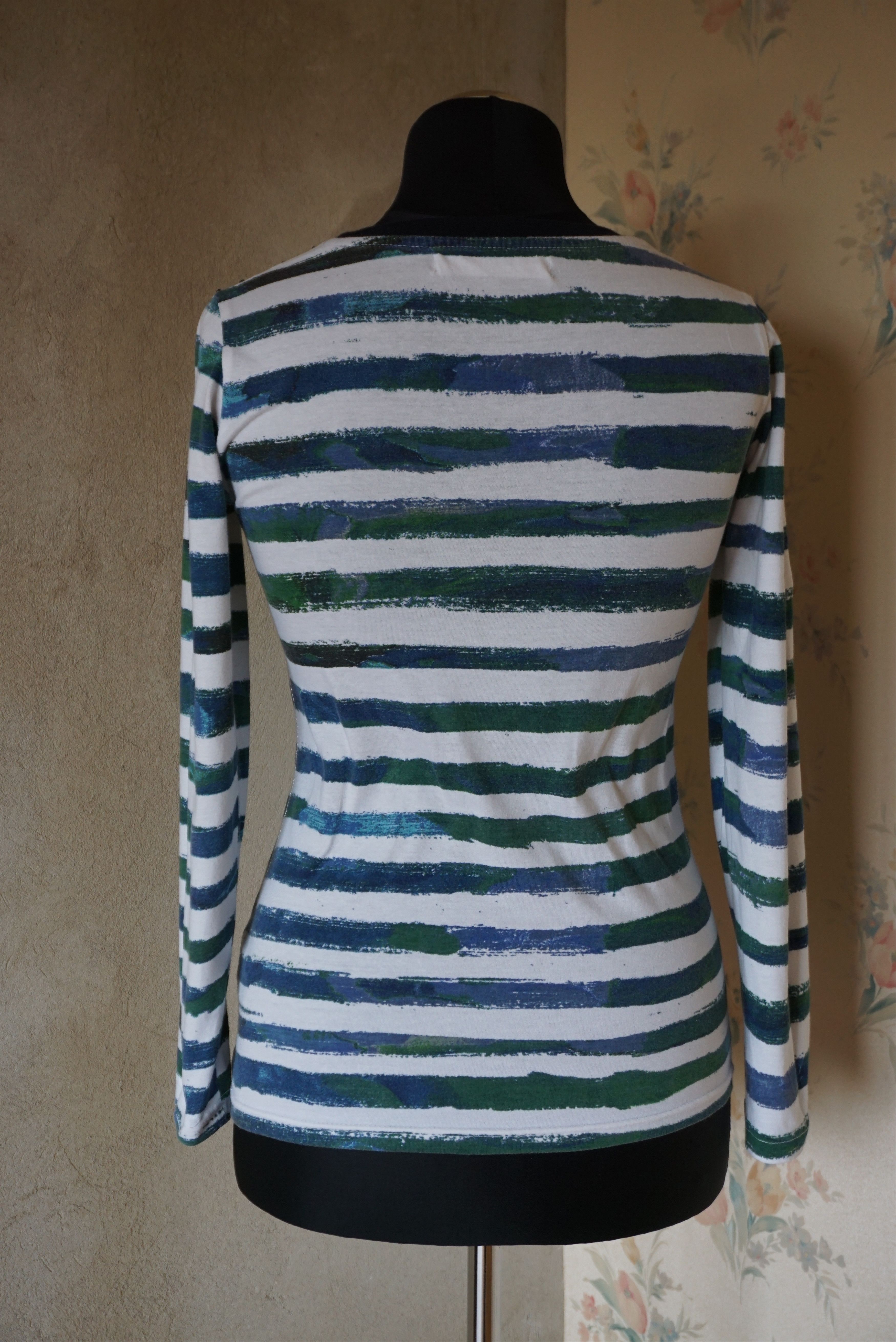 Designer Desigual top S 4/6 patterned stylish t-shirt striped slimfit Size S / US 4 / IT 40 - 12 Thumbnail