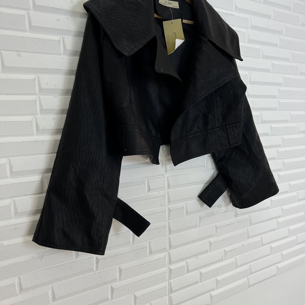 Japanese Brand CROPPED BIKER PARACHUTE LEATHER JACKET AFTF BASIC OUTERWEAR Size US S / EU 44-46 / 1 - 4 Thumbnail