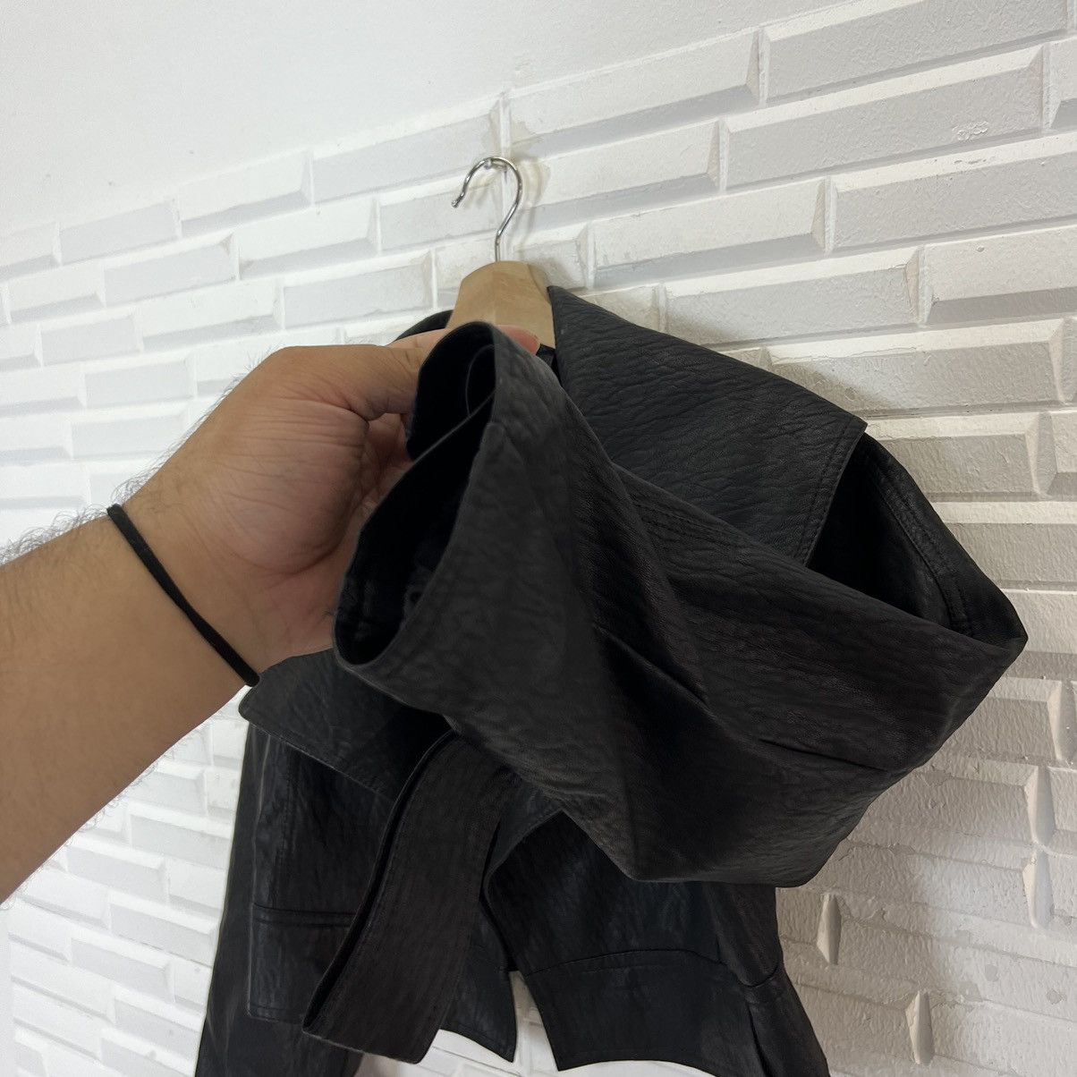Japanese Brand CROPPED BIKER PARACHUTE LEATHER JACKET AFTF BASIC OUTERWEAR Size US S / EU 44-46 / 1 - 11 Thumbnail