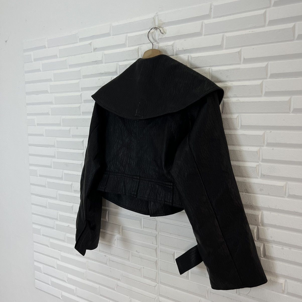 Japanese Brand CROPPED BIKER PARACHUTE LEATHER JACKET AFTF BASIC OUTERWEAR Size US S / EU 44-46 / 1 - 13 Thumbnail