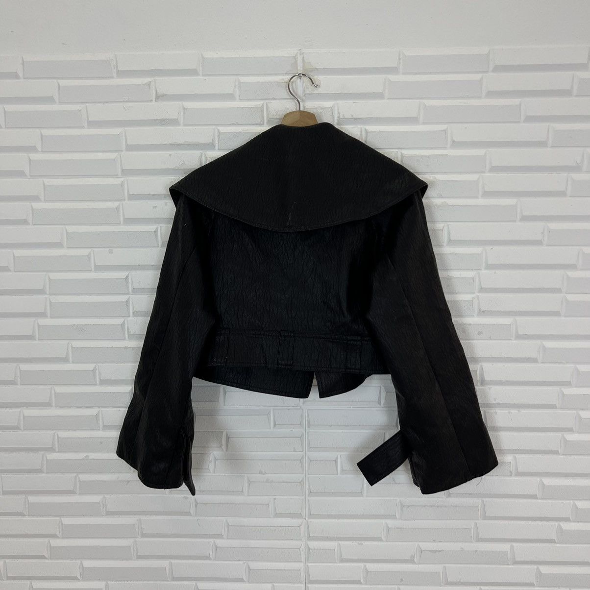 Japanese Brand CROPPED BIKER PARACHUTE LEATHER JACKET AFTF BASIC OUTERWEAR Size US S / EU 44-46 / 1 - 12 Thumbnail