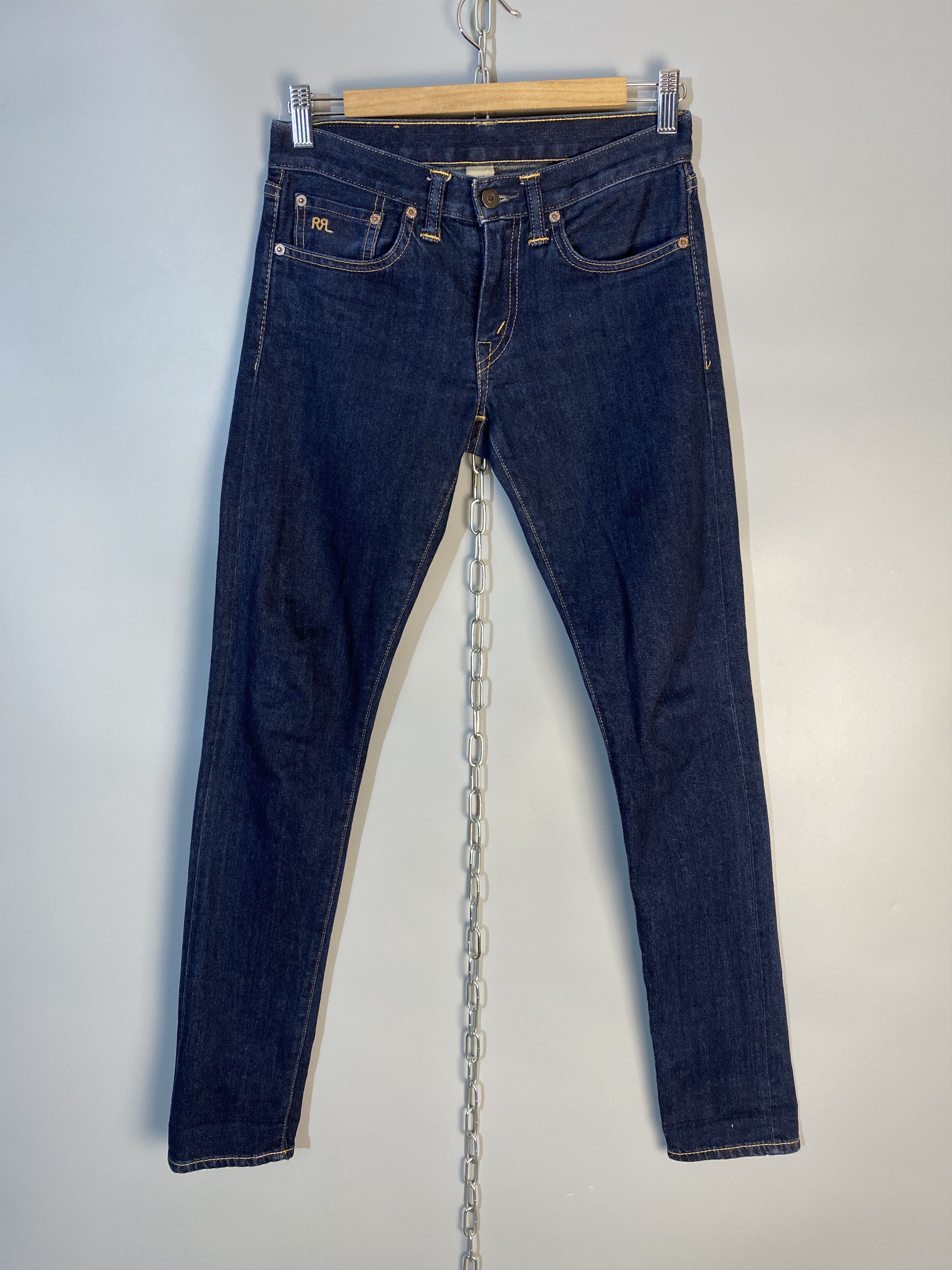 Jeans RRL Double RL Taglia 29 Colore Panna/Grigio - Lavaggio Ranch Fit - Tessuto Shuttle Woven