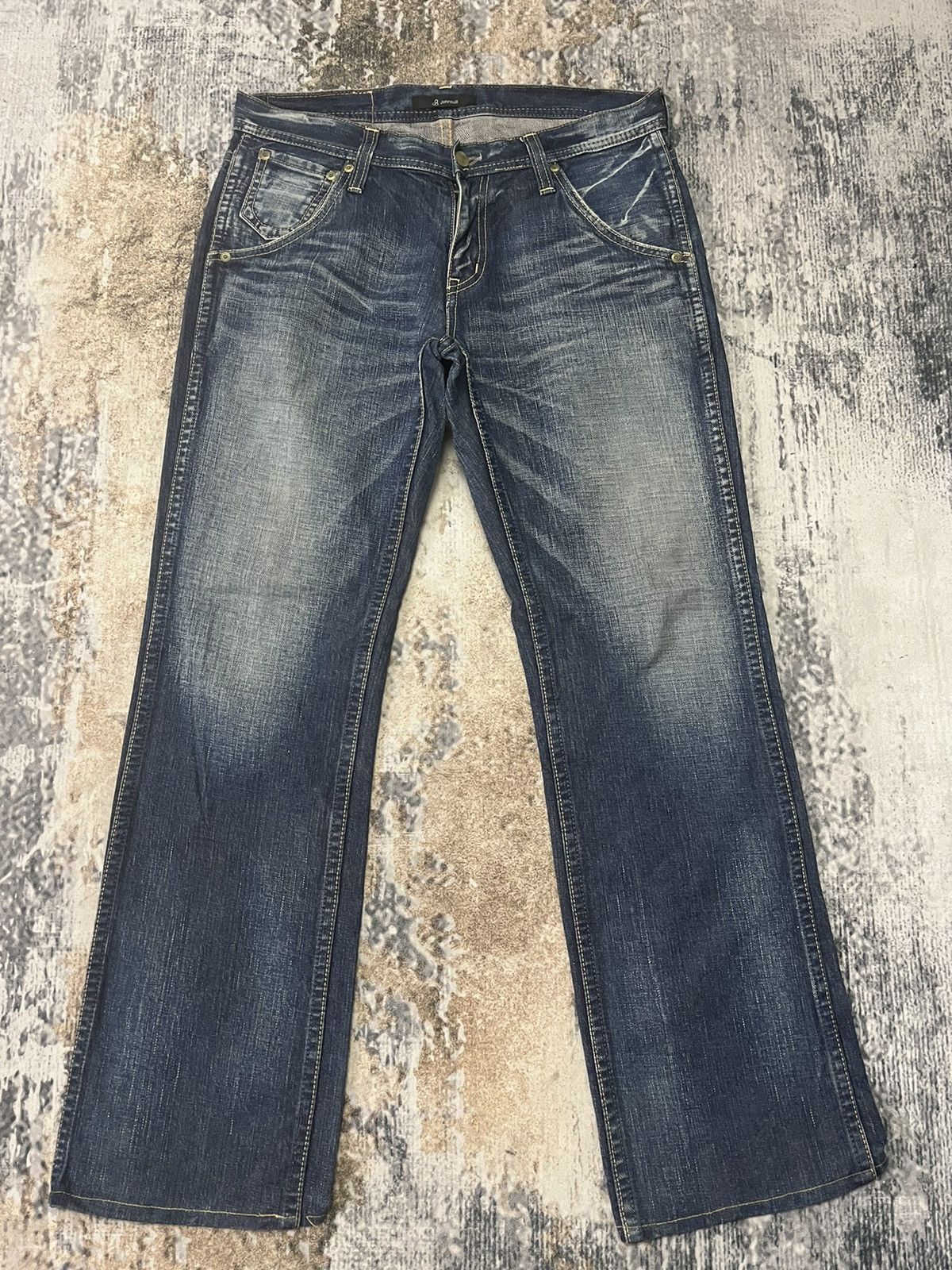 image of If Six Was Nine x John Bull Slit Zipper Back Pocket Japanase Brand Denim Jeans in Blue (Size 32)