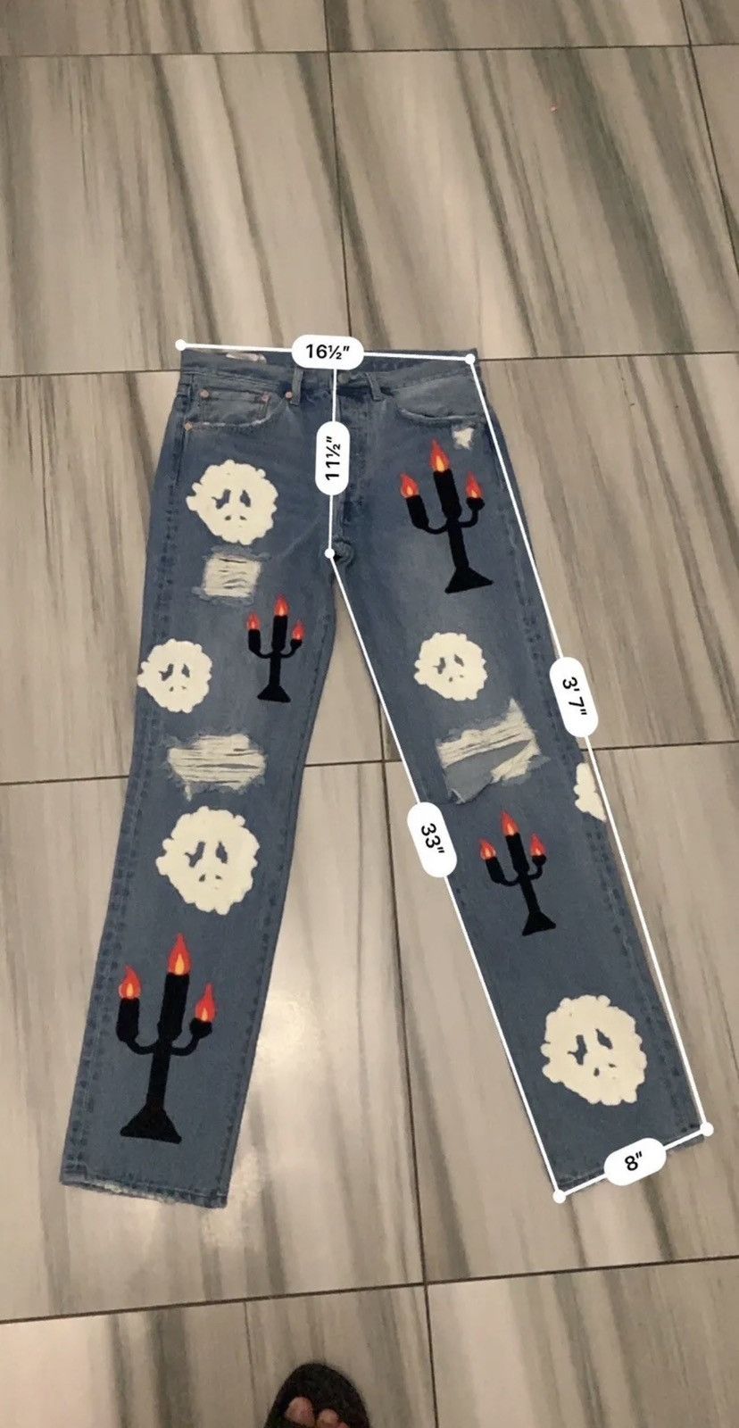 DENIM TEARS Denim Tears Virgil Abloh Message In A Tear Embroidered Jeans Size US 32 / EU 48 - 2 Thumbnail