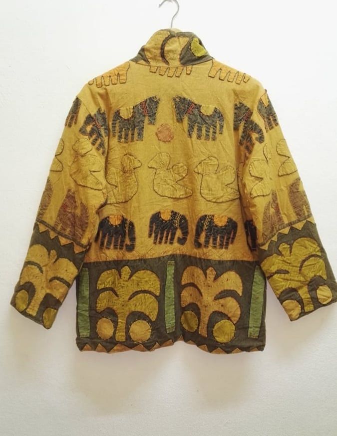 Vintage 🔥VTG🔥Handmade Indian Style Madras Patchwork hand Stitch Size US L / EU 52-54 / 3 - 2 Thumbnail