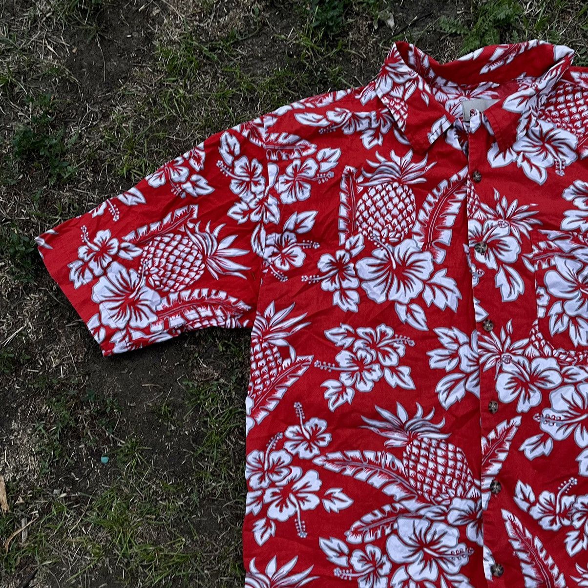 Vintage Vintage 90s Floral All Over Print Hawaiian Shirt Red Boxy L Size US L / EU 52-54 / 3 - 4 Thumbnail