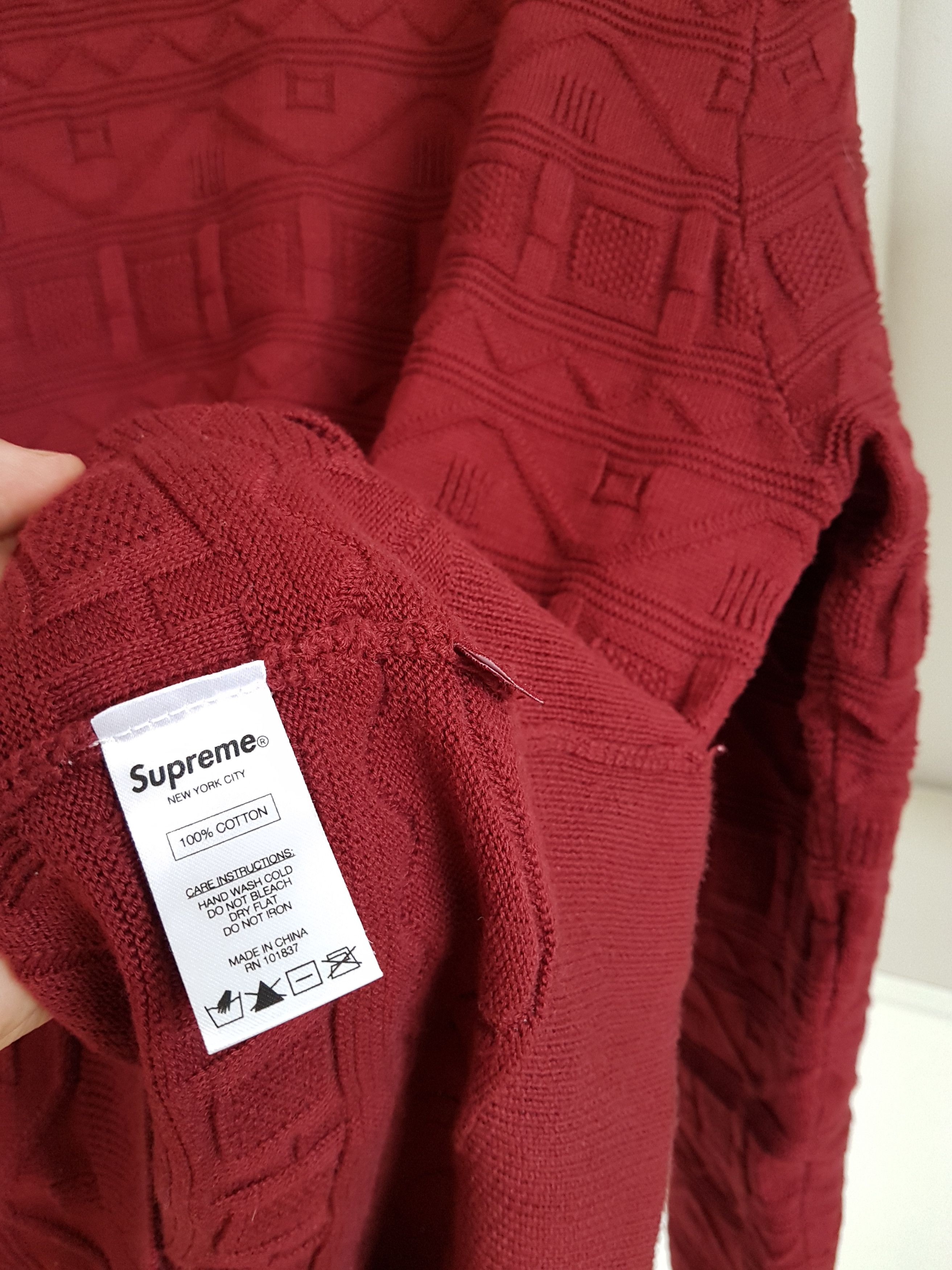 Supreme Jacquard Sweater Burgundy SS14 Size US M / EU 48-50 / 2 - 4 Thumbnail