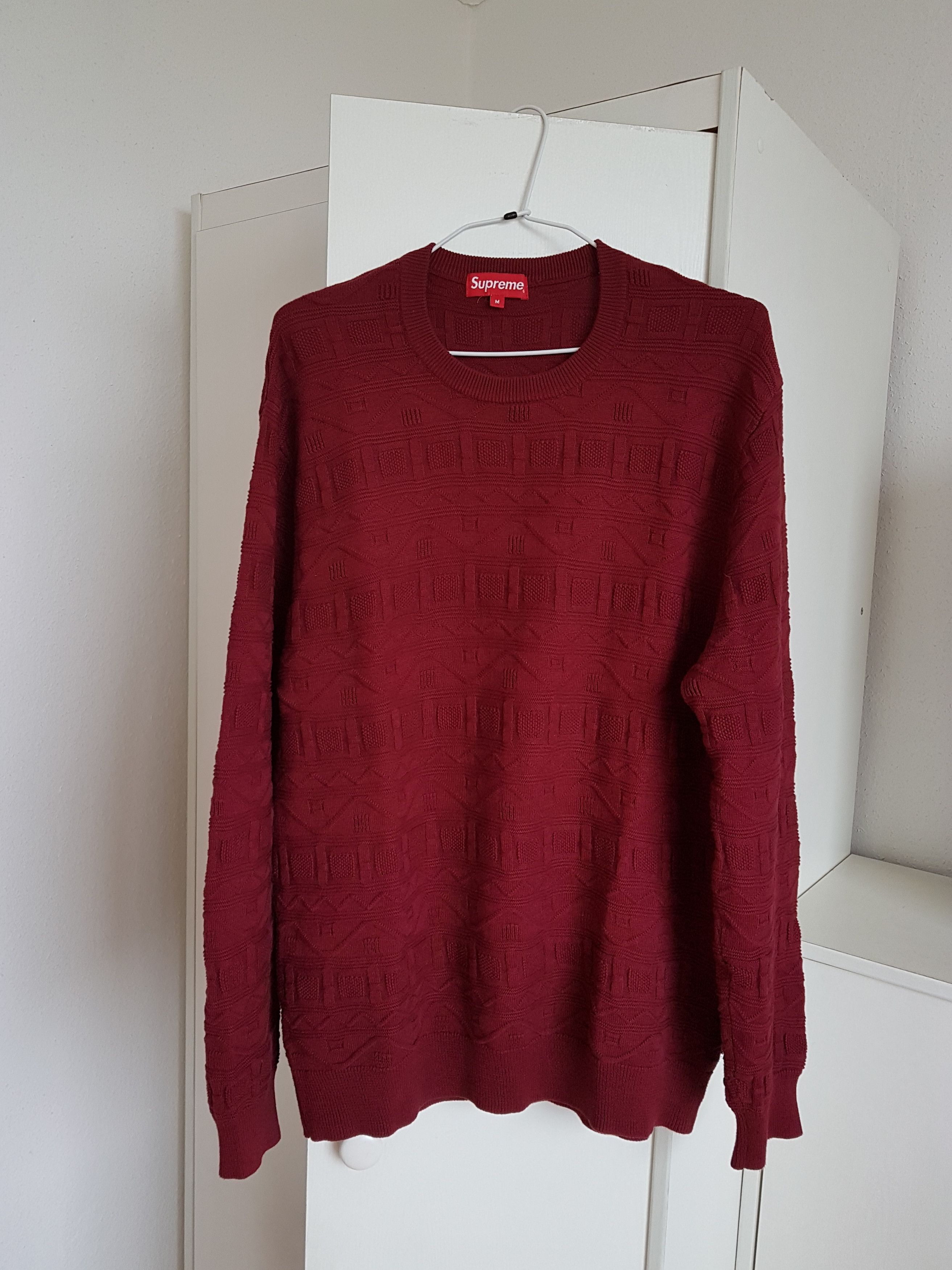 Supreme Jacquard Sweater Burgundy SS14 Grailed