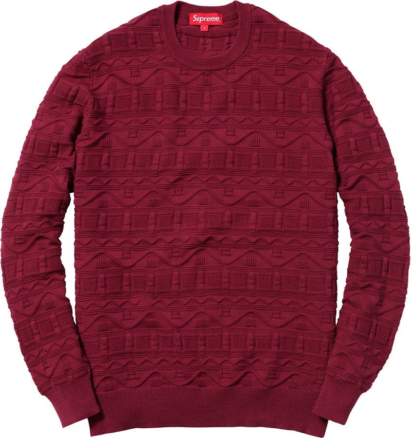 Supreme Jacquard Sweater Burgundy SS14 Size US M / EU 48-50 / 2 - 2 Thumbnail