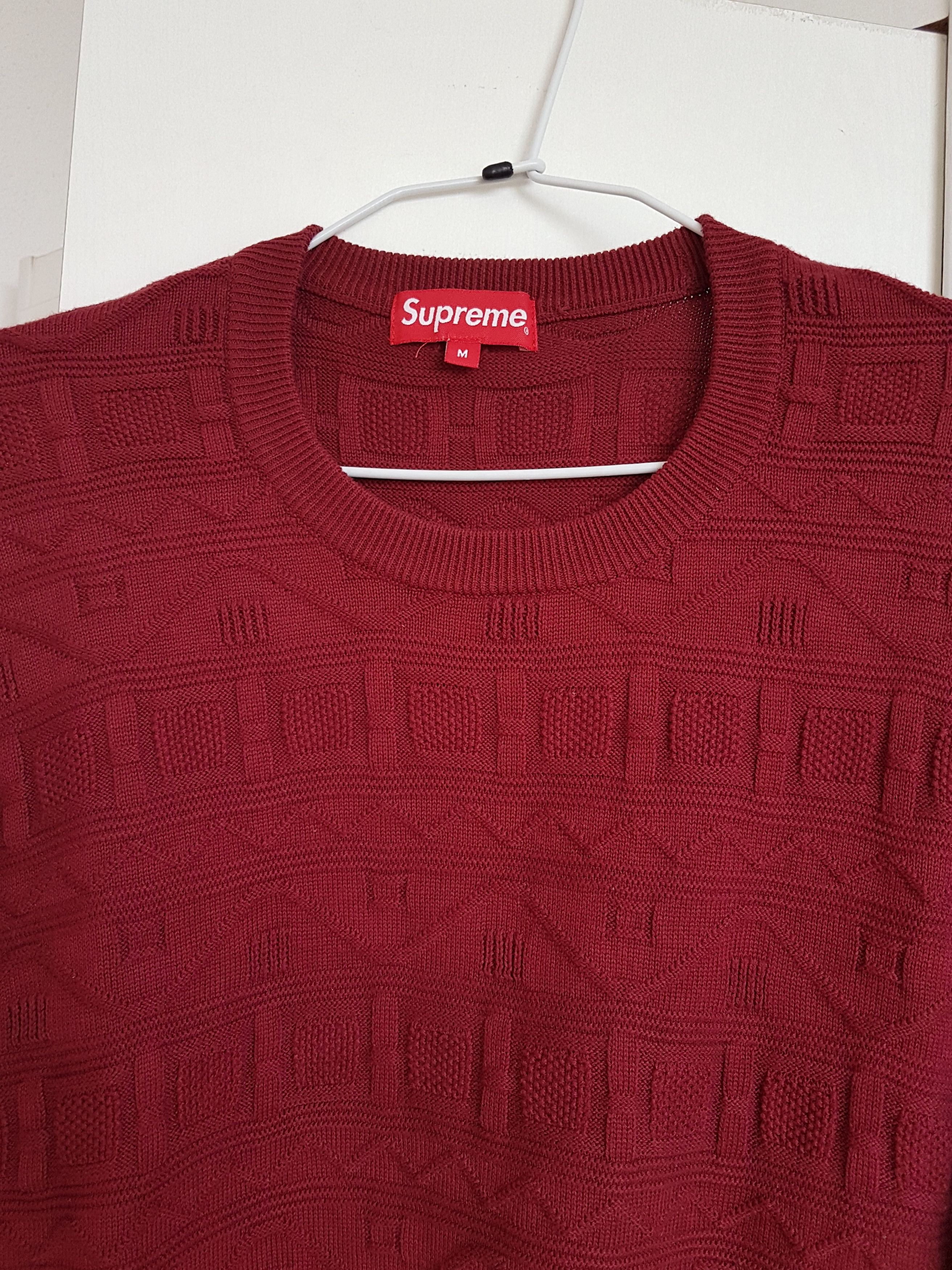 Supreme Jacquard Sweater Burgundy SS14 Size US M / EU 48-50 / 2 - 3 Thumbnail