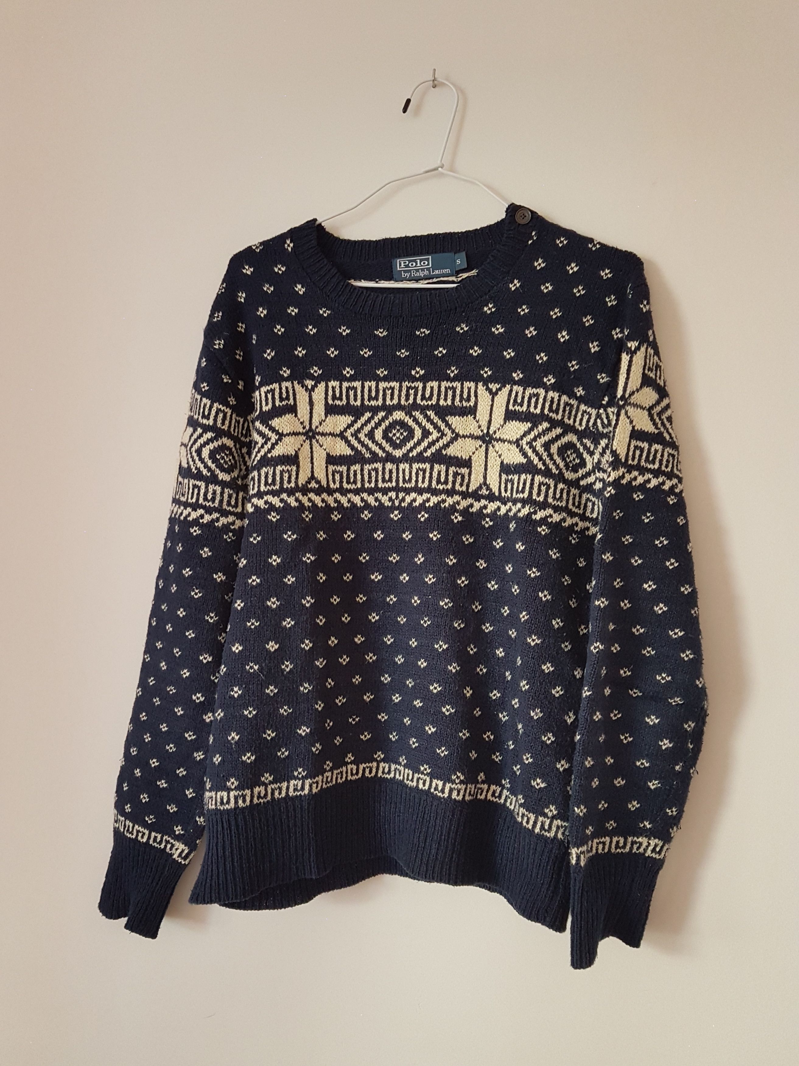 image of Polo Ralph Lauren Cotton / Linen Nordic Sweater in Navy, Men's (Size Small)
