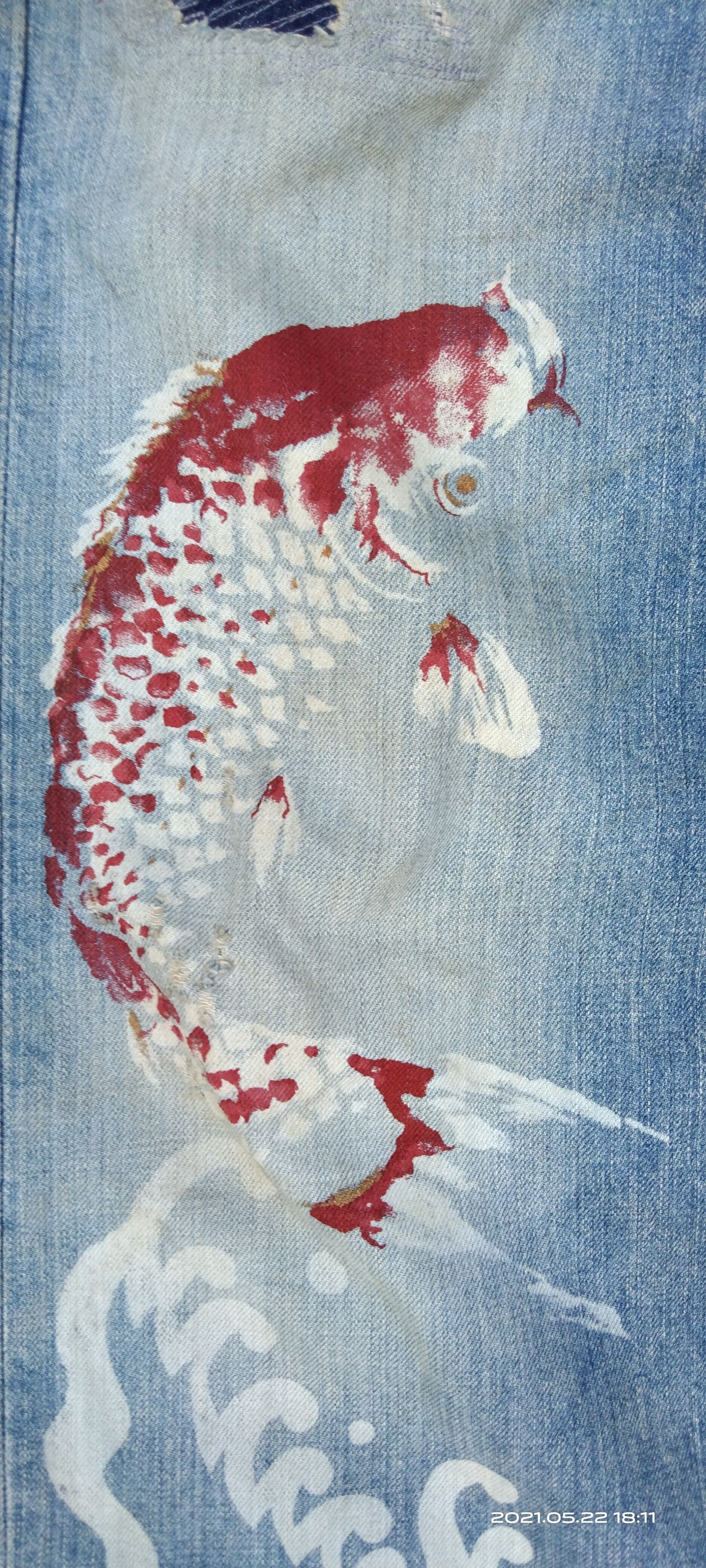 Art Comes First × Levi's DISTRESSED LEVIS 501 JAPANESE TRADITIONAL KOI ART Size US 33 - 8 Thumbnail