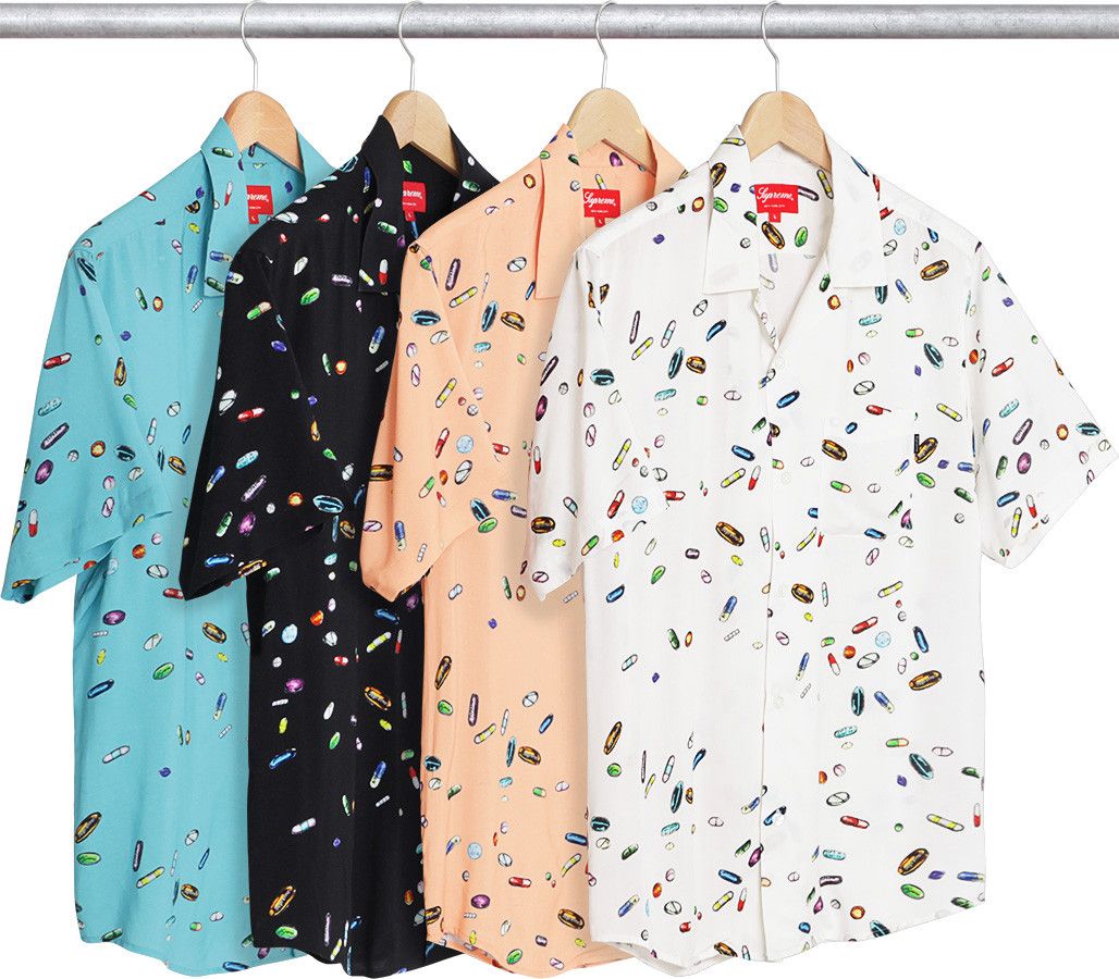 Supreme Pills Rayon Camp Collar Shirt SS17 Size US M / EU 48-50 / 2 - 8 Thumbnail