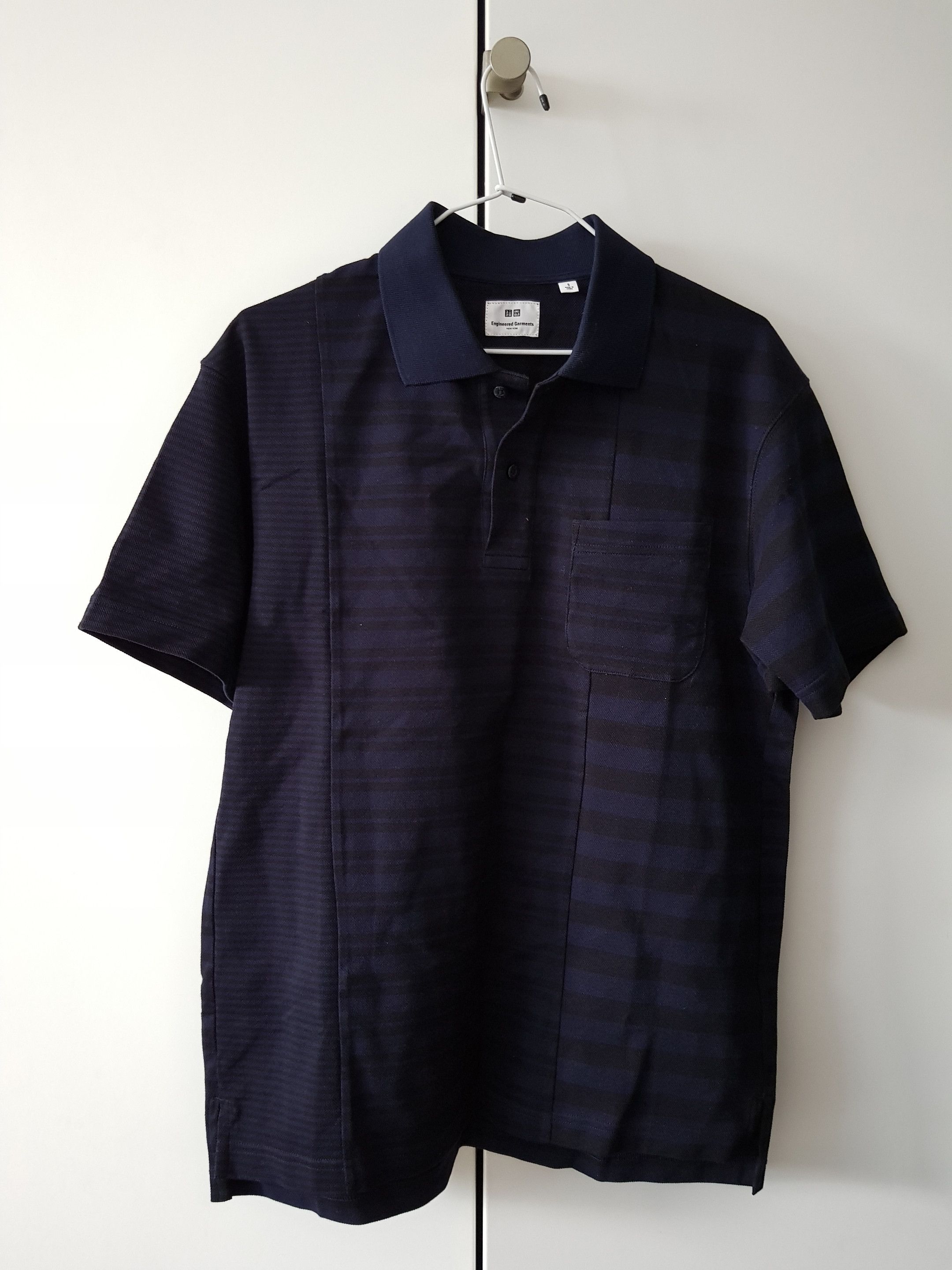 Engineered Garments × Uniqlo [S] Dry Pique Striped S/S Polo Shirt in Navy (SS19) Size US S / EU 44-46 / 1 - 2 Thumbnail