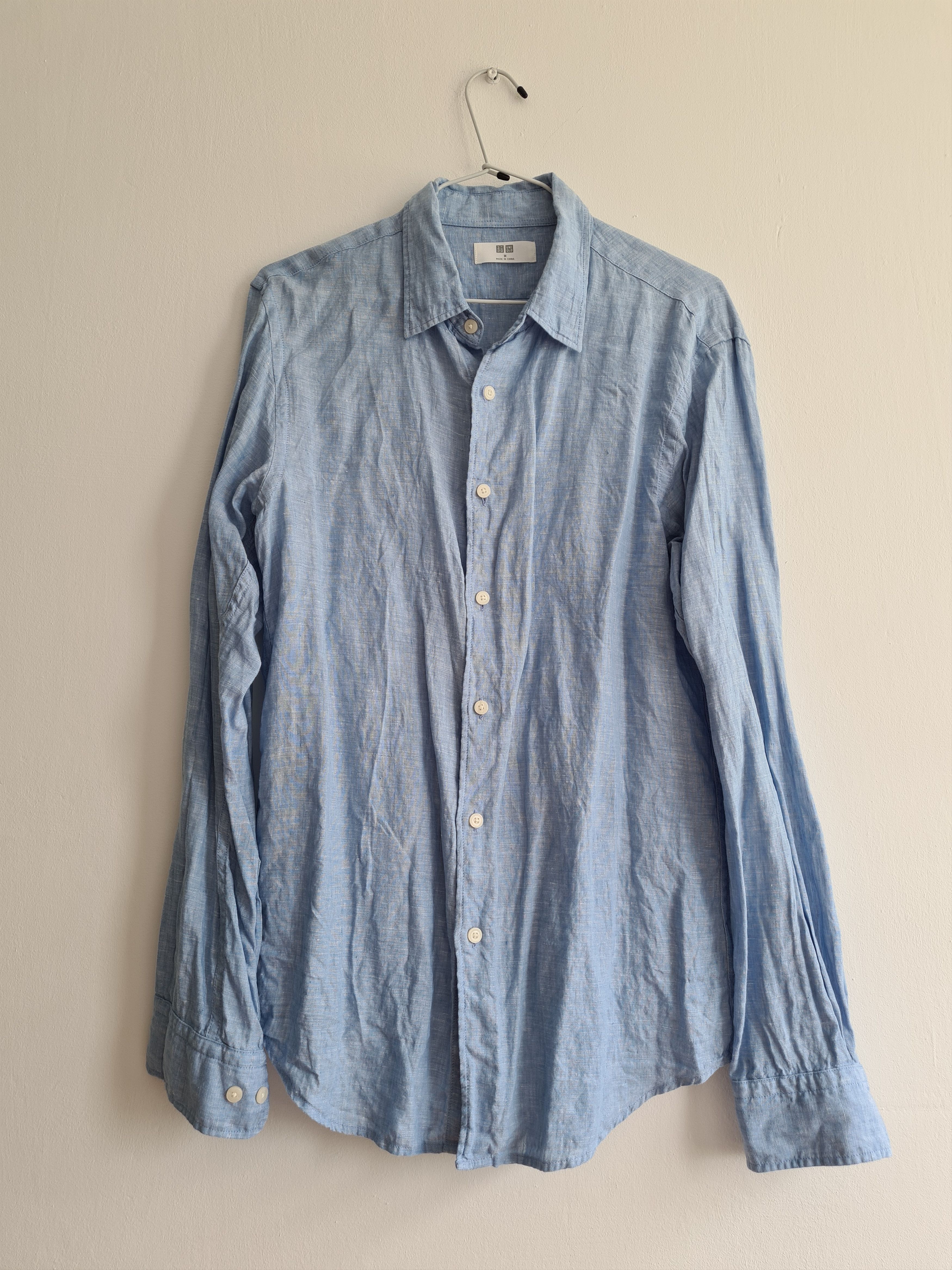 Uniqlo Premium Linen Regular Fit Shirt in Blue Size US M / EU 48-50 / 2 - 1 Thumbnail