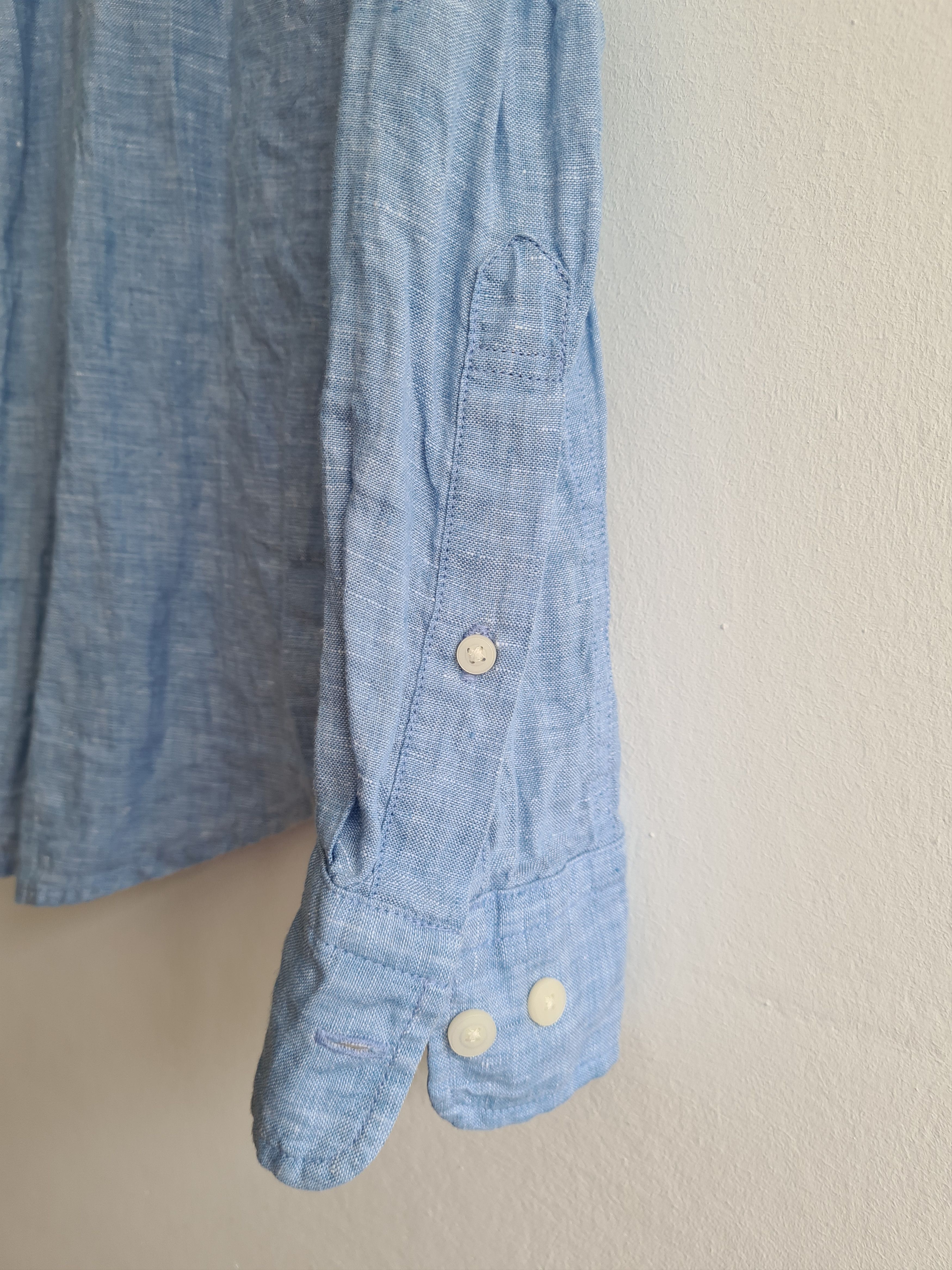 Uniqlo Premium Linen Regular Fit Shirt in Blue Size US M / EU 48-50 / 2 - 2 Thumbnail