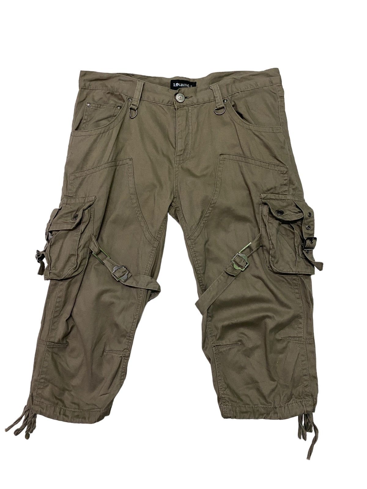 image of Vintage Lowbox Bondage Multi Pocket Cargo Short Pants S44K in Brown, Men's (Size 31)