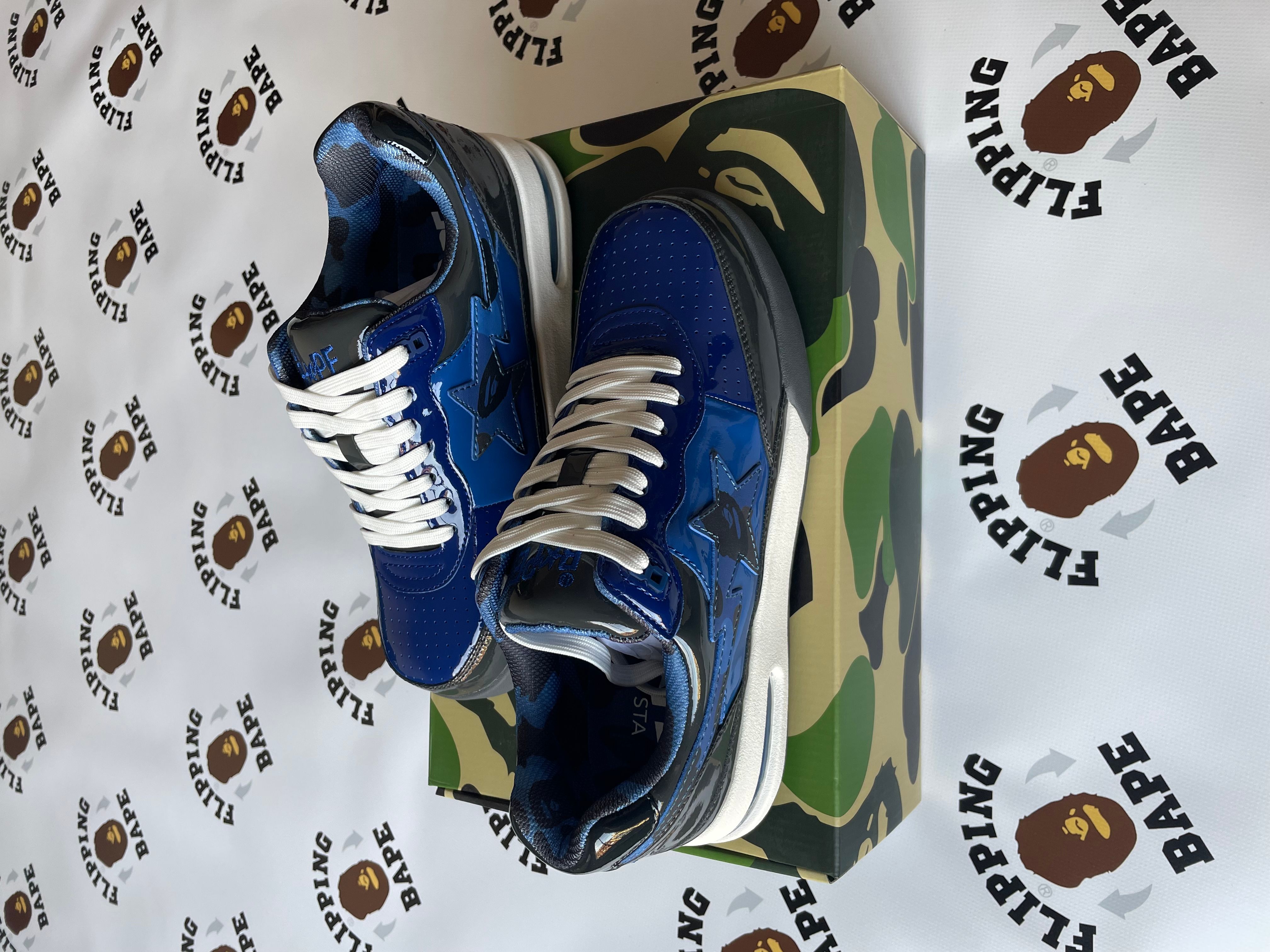 Pre-owned Bape Road Sta 1 Shoes In Navy