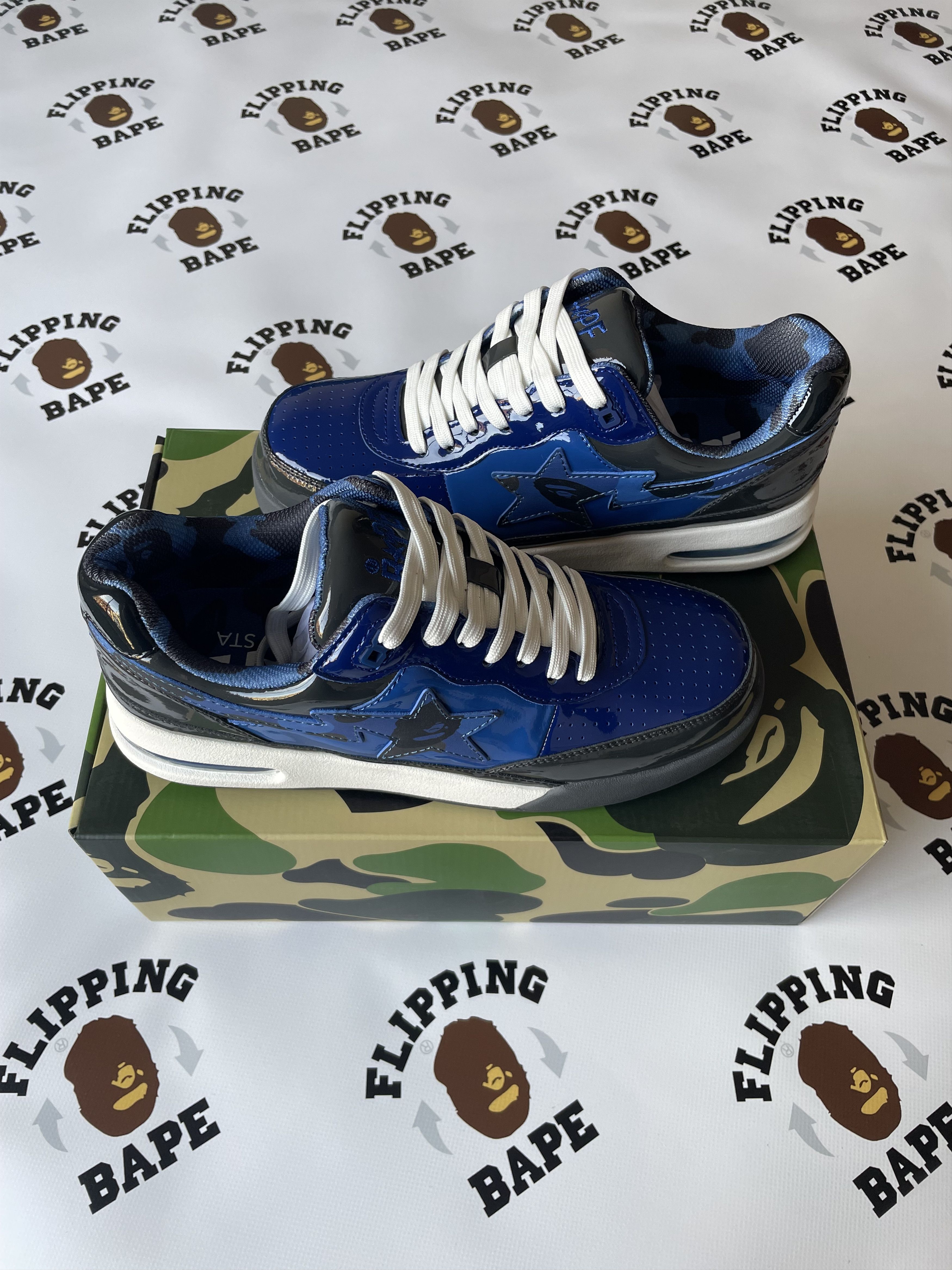 Pre-owned Bape Road Sta 1 Shoes In Navy