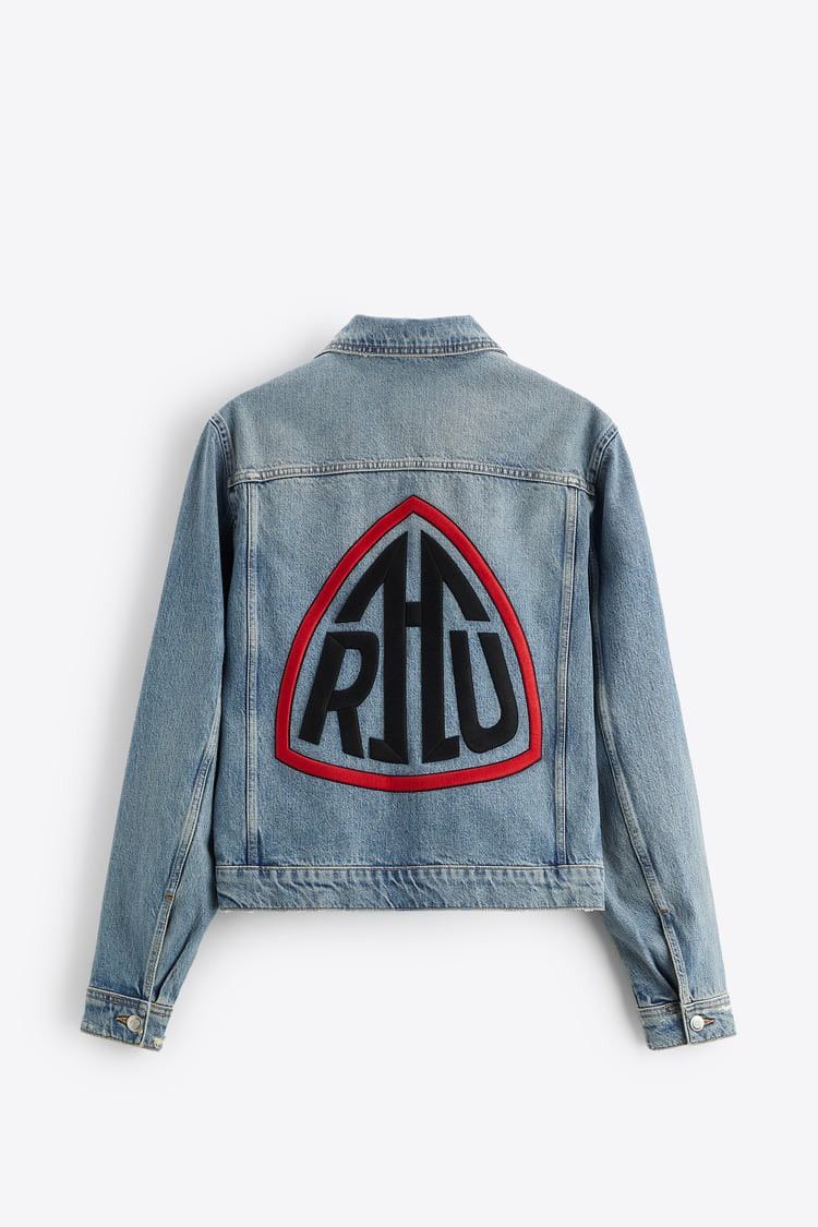 image of Rhude x Zara Cropped Denim Jacket Limited Edition Size M in Blue, Men's