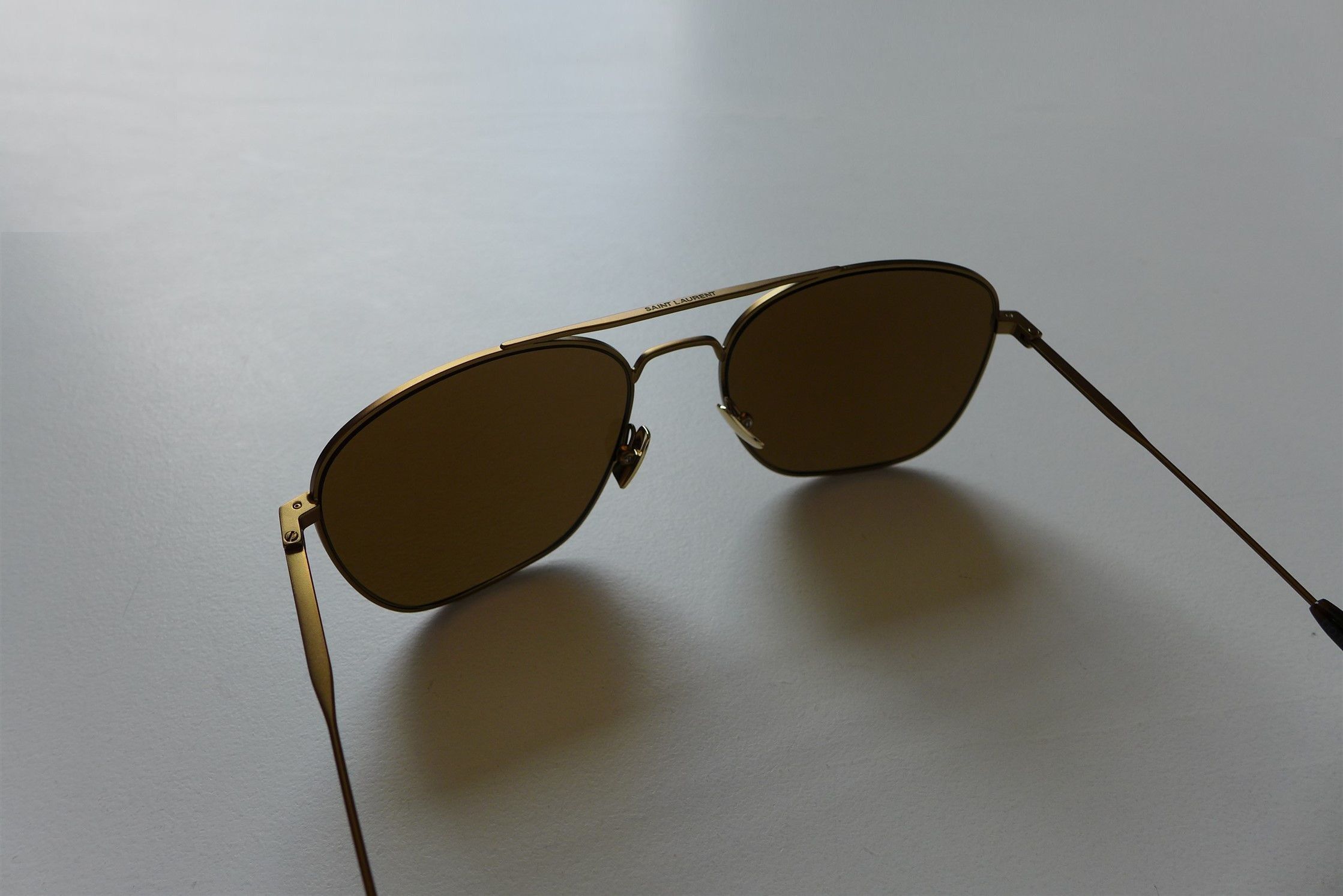 Saint Laurent Paris Saint Laurent SL86 Aviator Sunglasses -- Matte Gold Metal Size ONE SIZE - 5 Thumbnail