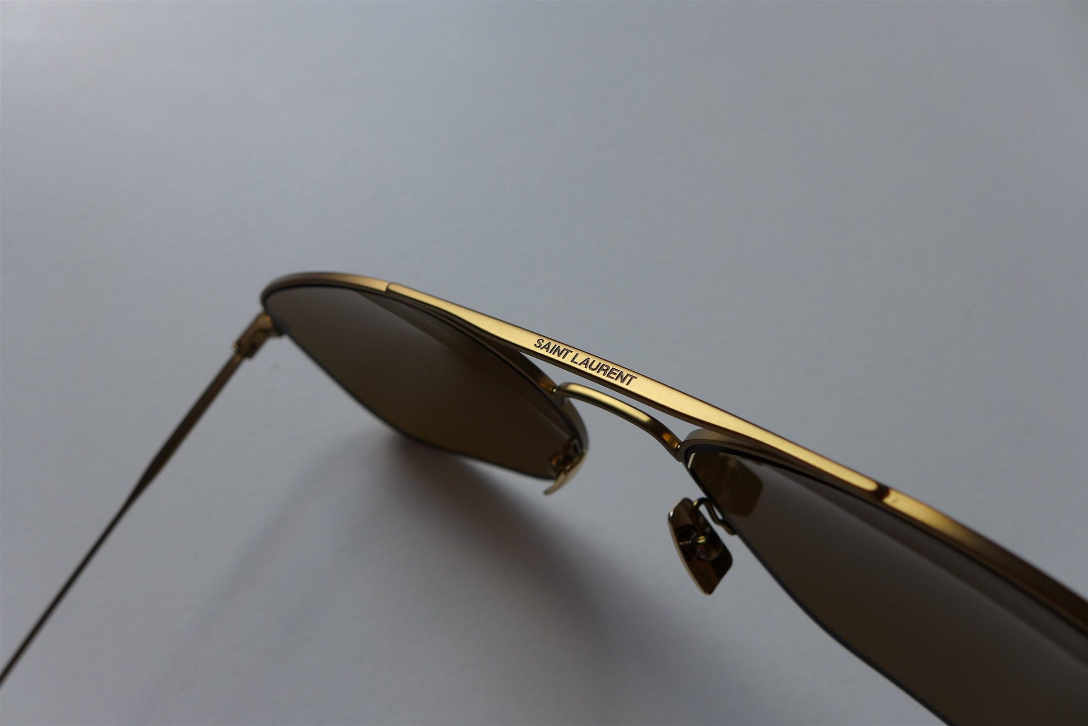Saint Laurent Paris Saint Laurent SL86 Aviator Sunglasses -- Matte Gold Metal Size ONE SIZE - 6 Thumbnail