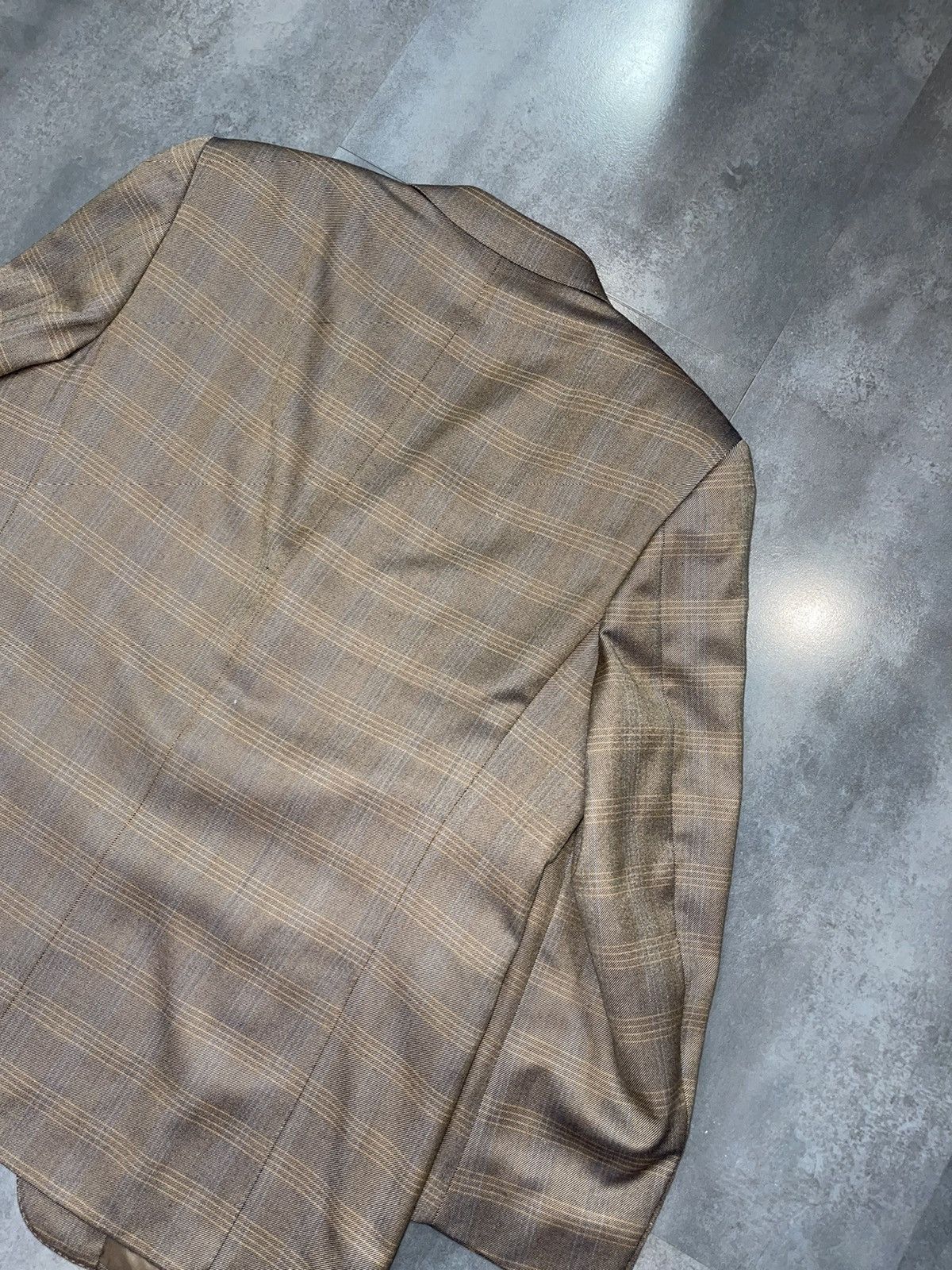Canali Canali Checkered Silk Wool Light Brown Blazer Size US L / EU 52-54 / 3 - 9 Thumbnail