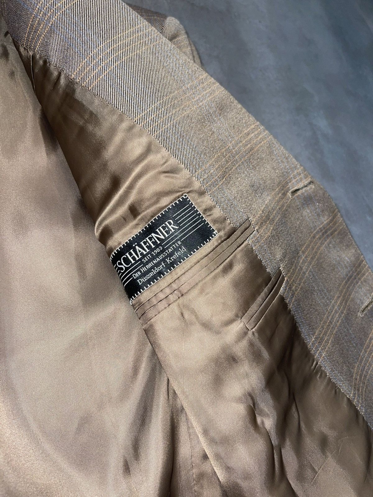 Canali Canali Checkered Silk Wool Light Brown Blazer Size US L / EU 52-54 / 3 - 14 Thumbnail