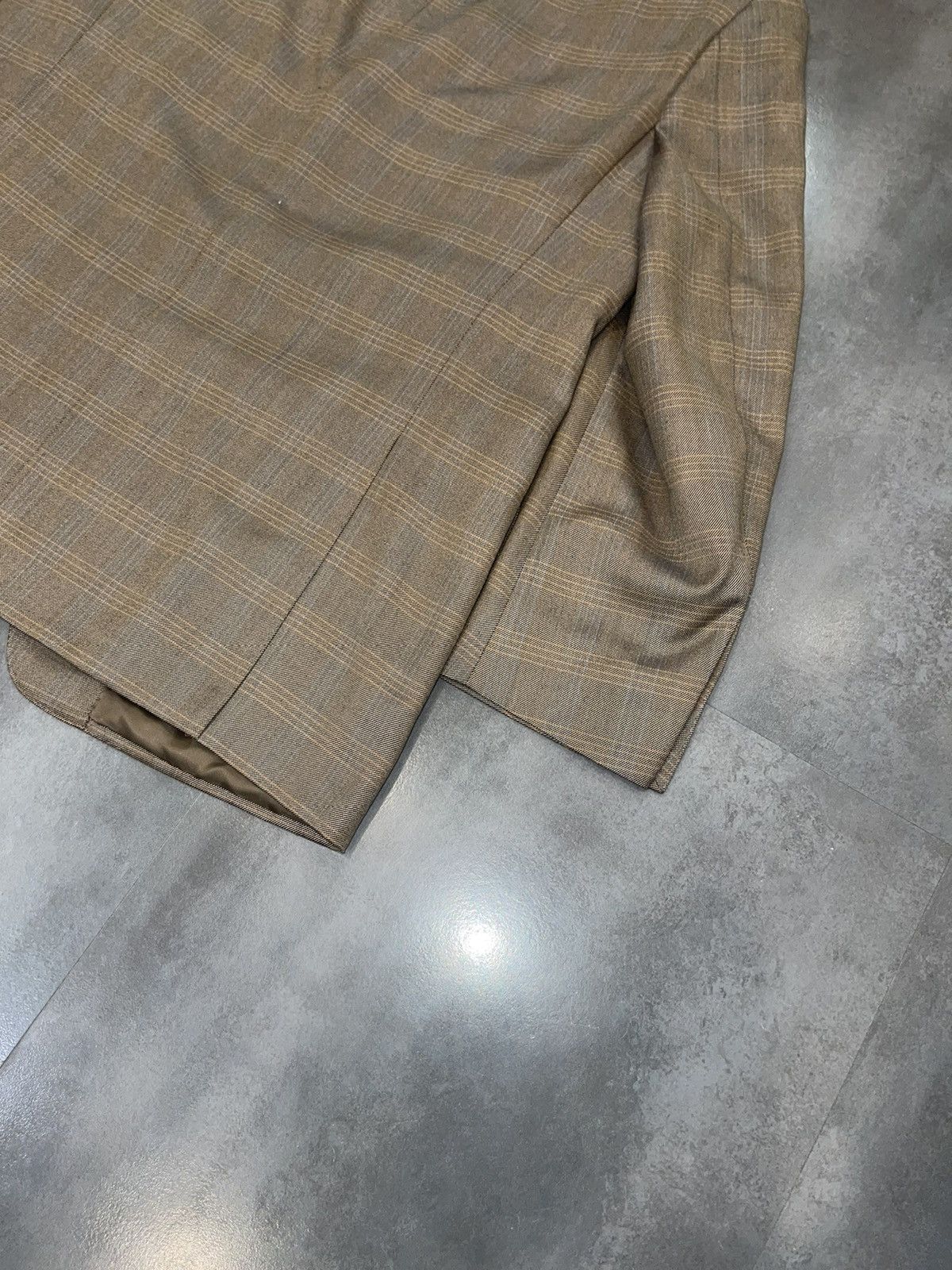 Canali Canali Checkered Silk Wool Light Brown Blazer Size US L / EU 52-54 / 3 - 7 Thumbnail