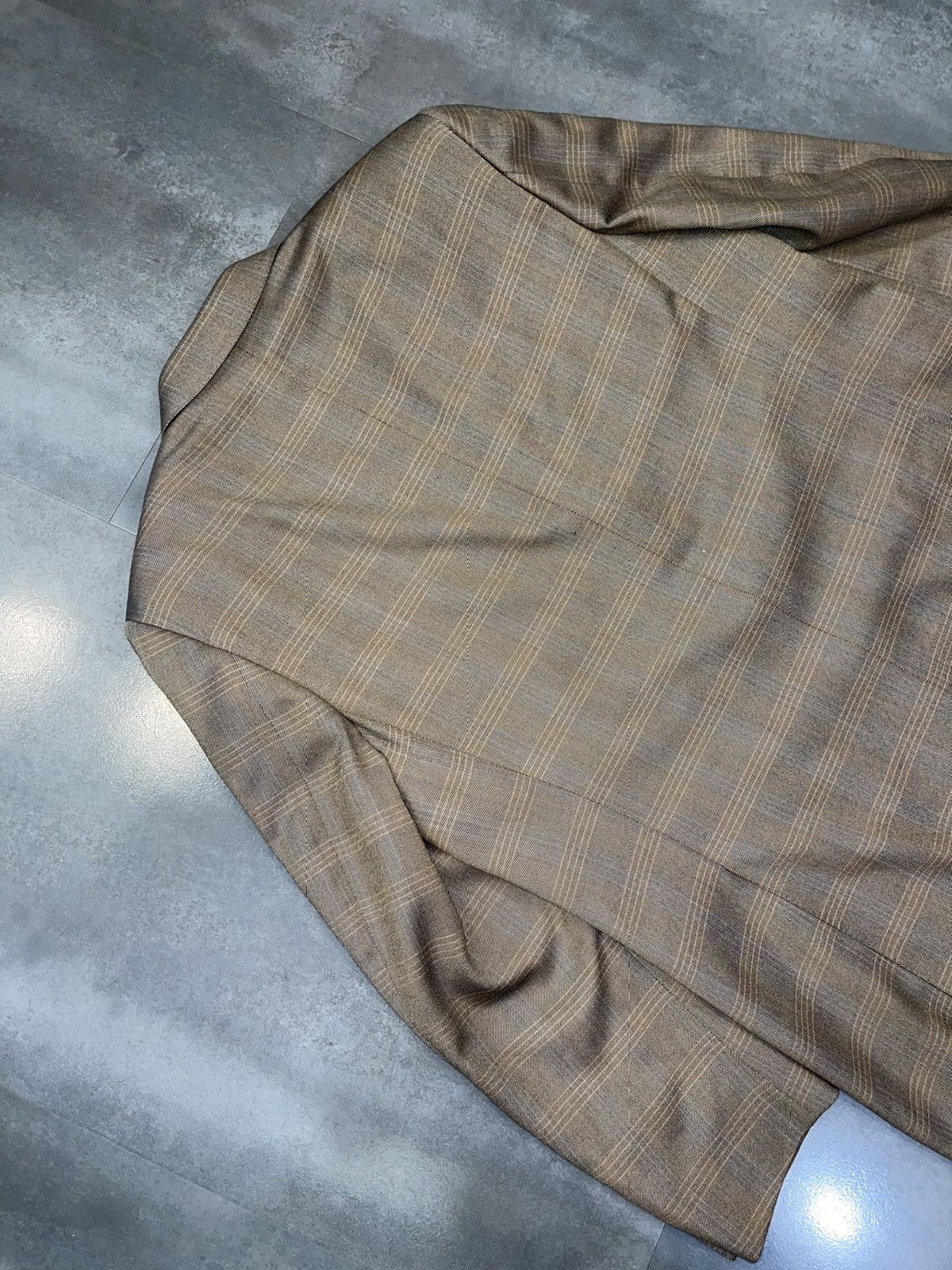 Canali Canali Checkered Silk Wool Light Brown Blazer Size US L / EU 52-54 / 3 - 10 Thumbnail