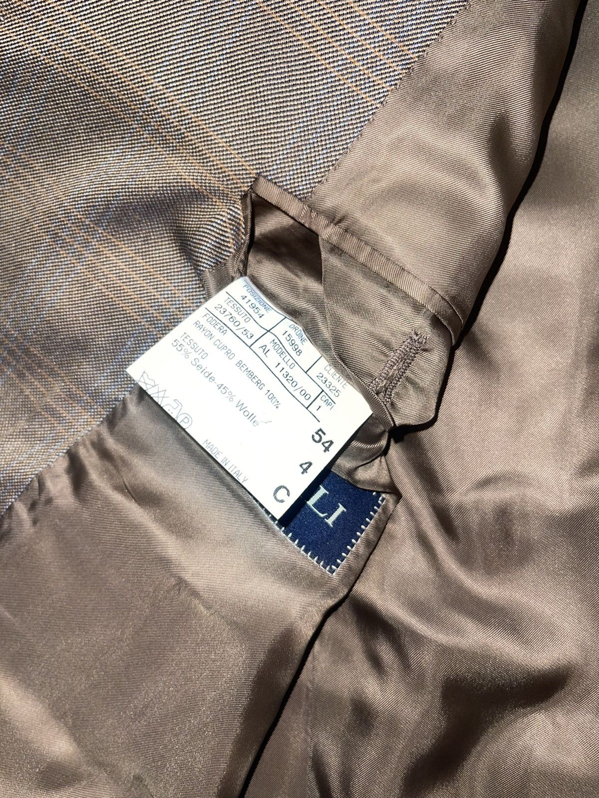 Canali Canali Checkered Silk Wool Light Brown Blazer Size US L / EU 52-54 / 3 - 15 Thumbnail