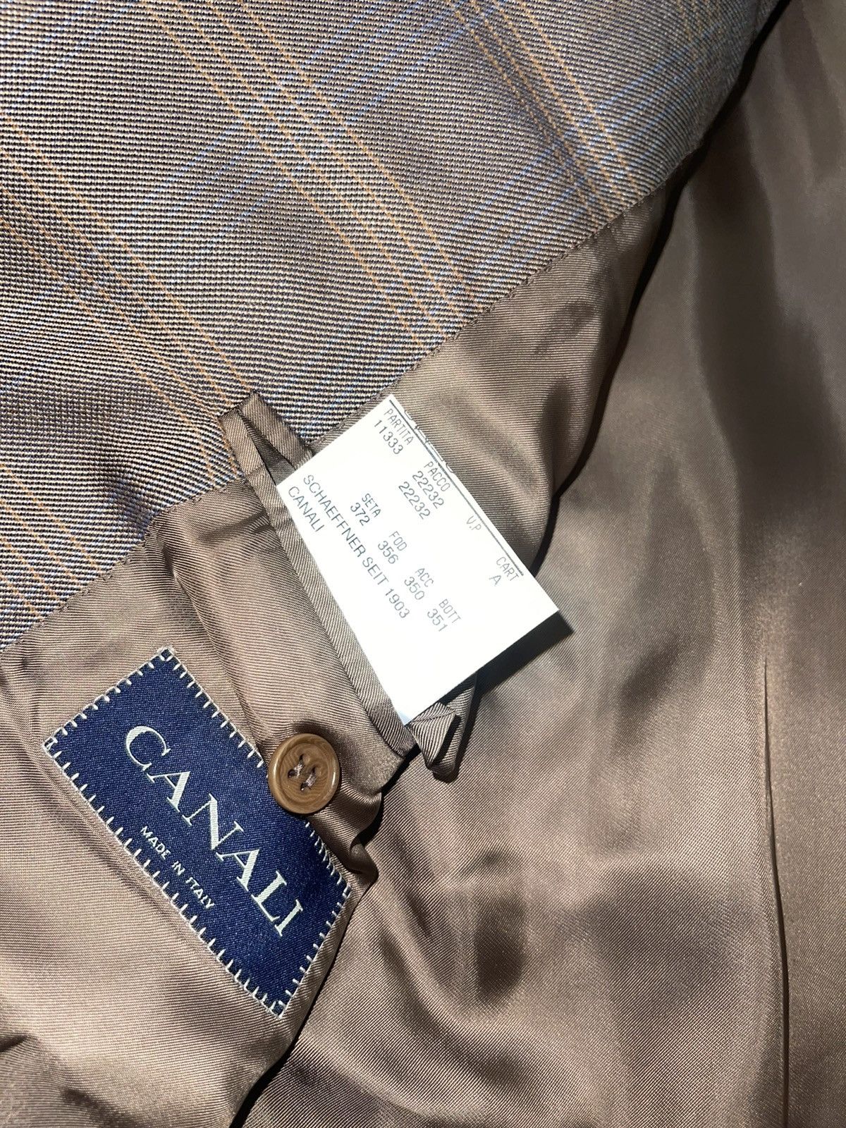 Canali Canali Checkered Silk Wool Light Brown Blazer Size US L / EU 52-54 / 3 - 16 Thumbnail