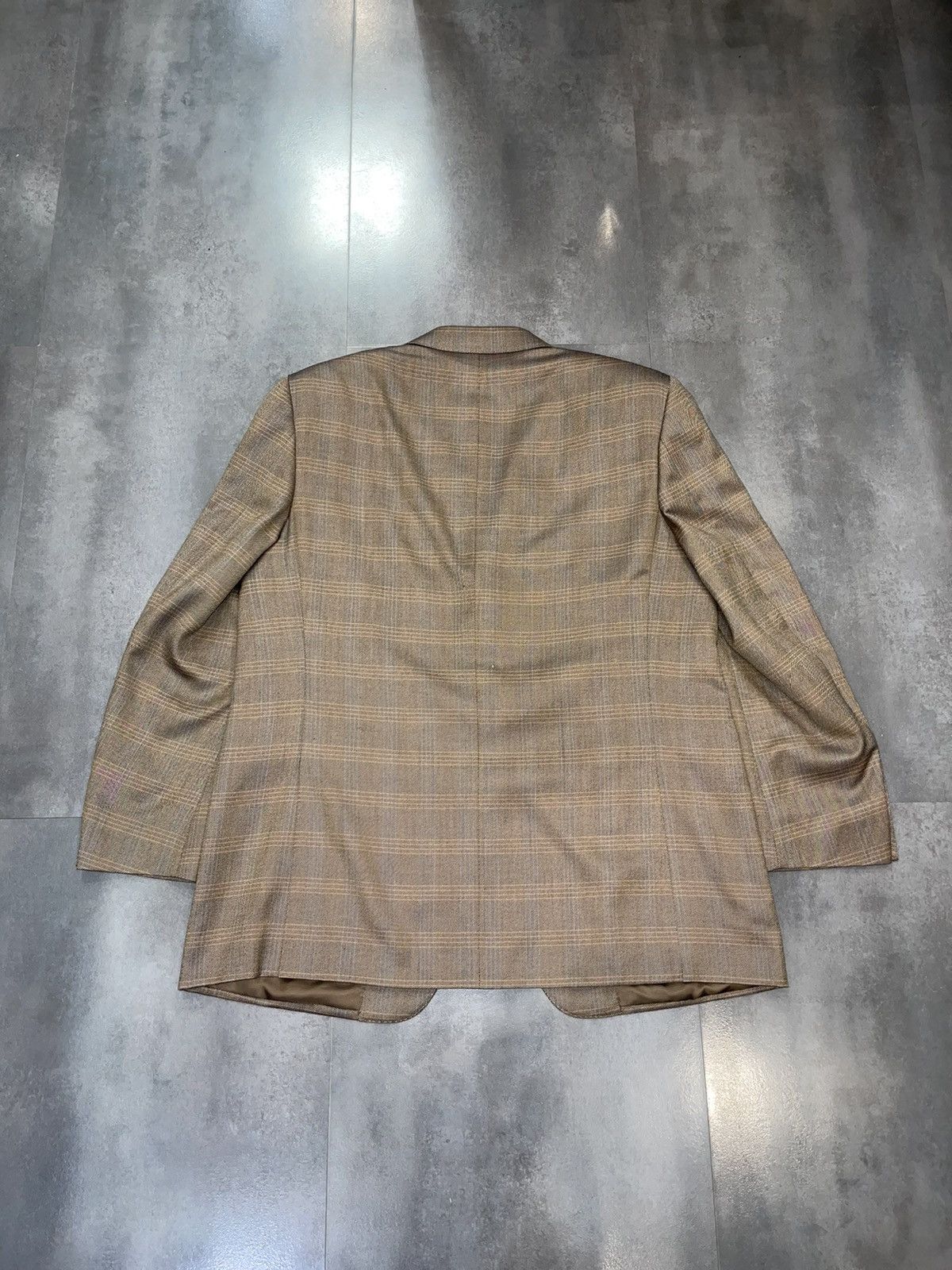 Canali Canali Checkered Silk Wool Light Brown Blazer Size US L / EU 52-54 / 3 - 6 Thumbnail
