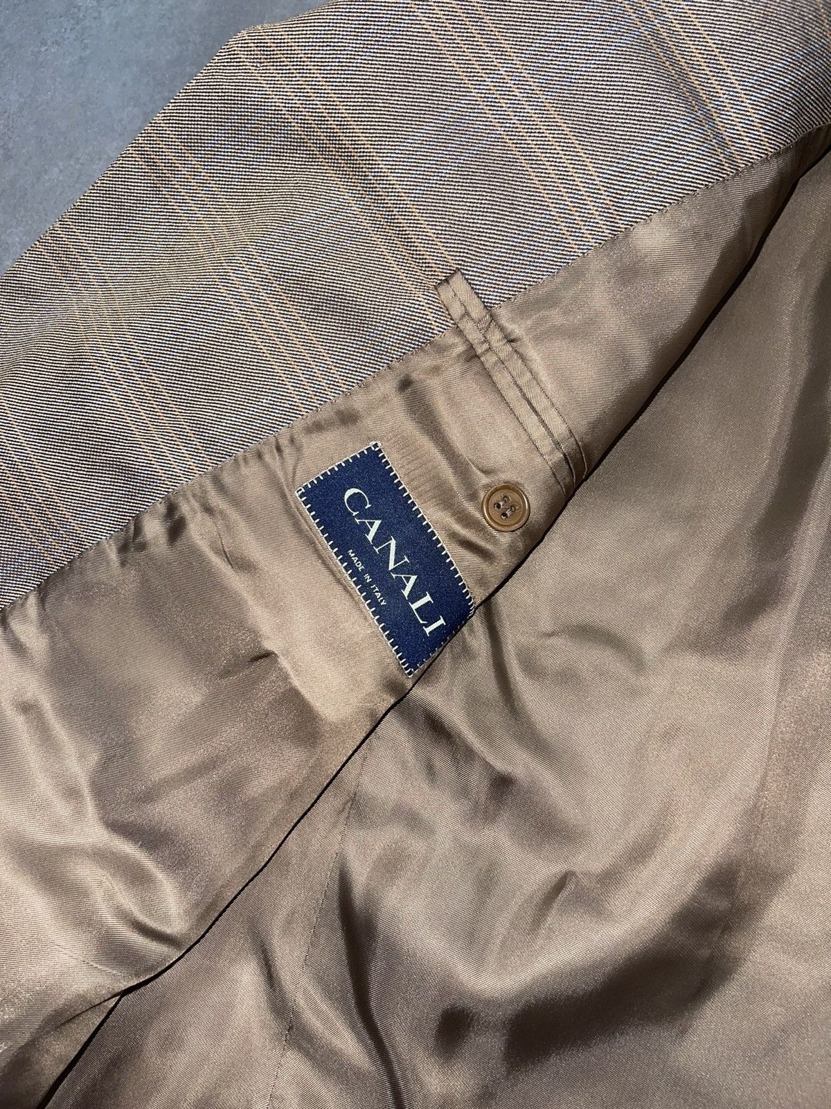 Canali Canali Checkered Silk Wool Light Brown Blazer Size US L / EU 52-54 / 3 - 13 Thumbnail