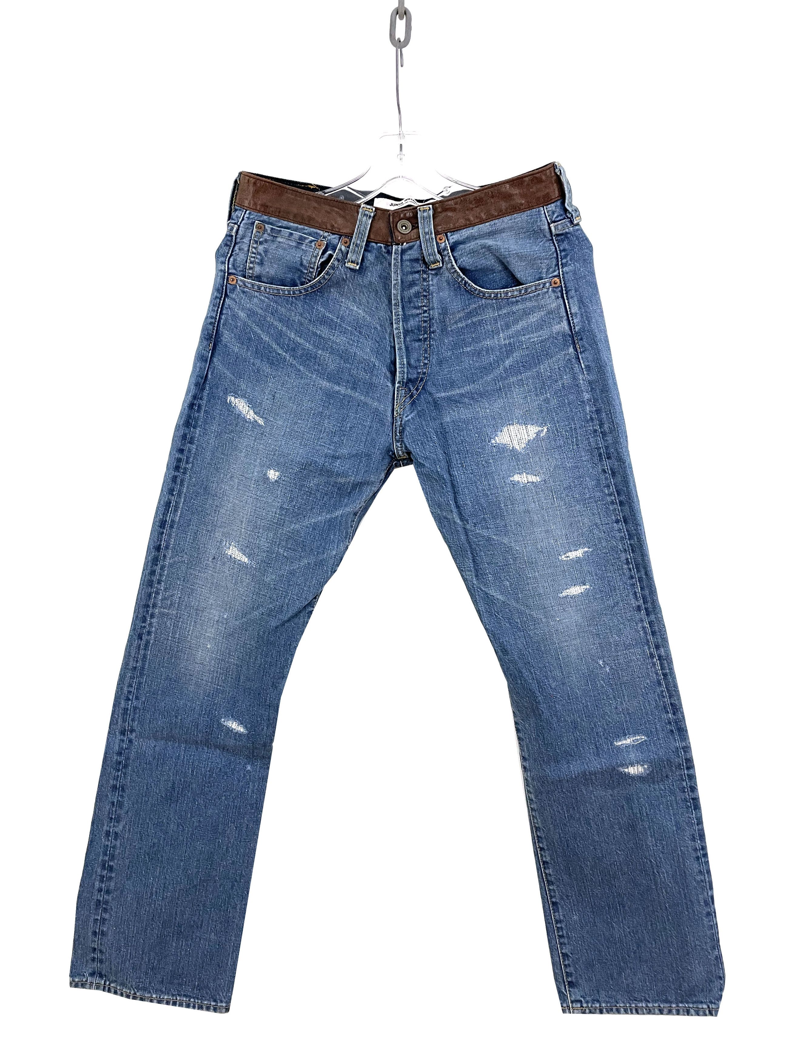 Junya Watanabe 2009 Leather Stripe Zip Denim Size US 28 / EU 44 - 5 Thumbnail