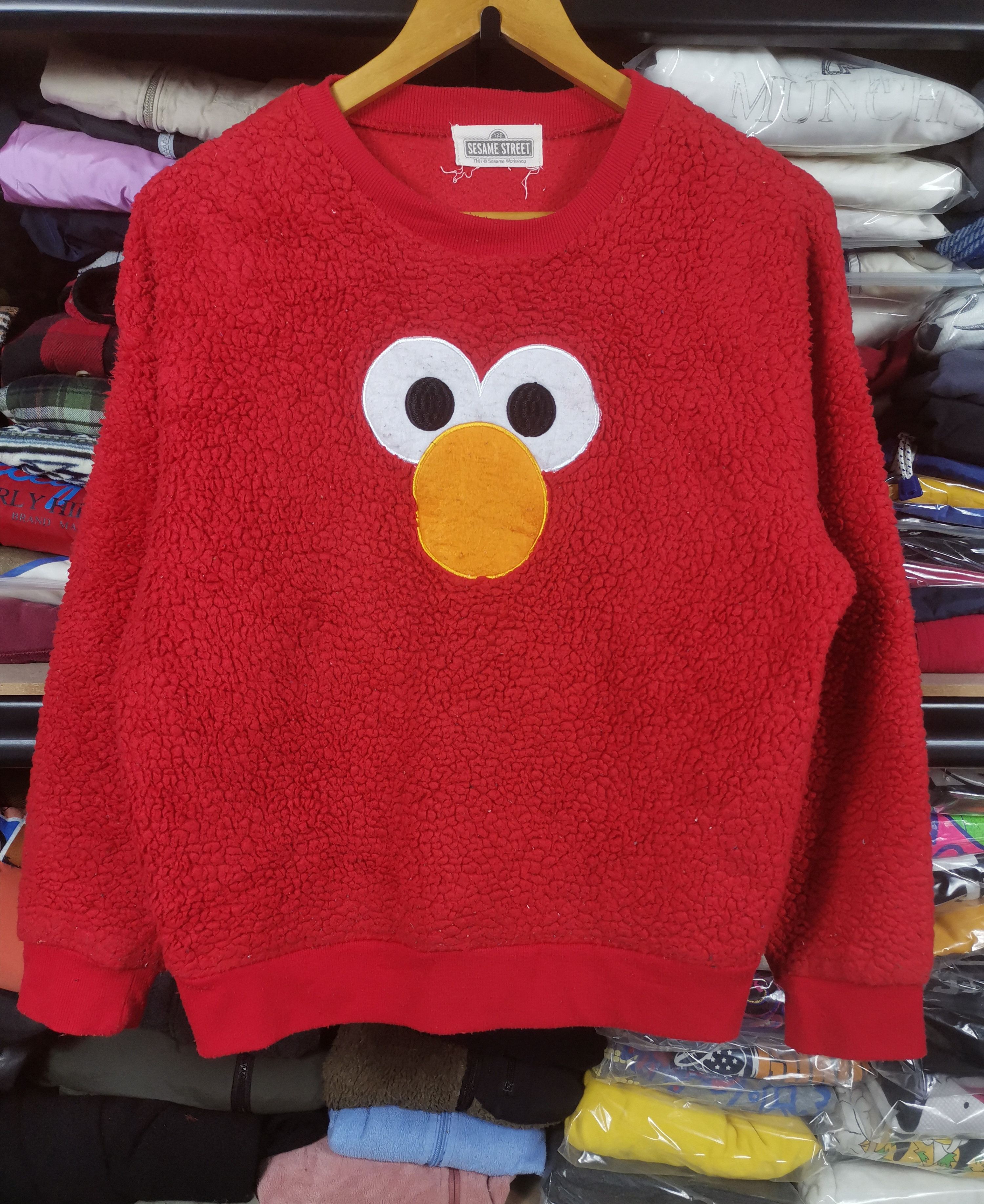 image of Cartoon Network x Vintage Elmo Sesame Street Sweatshirt in Red, Men's (Size Large)