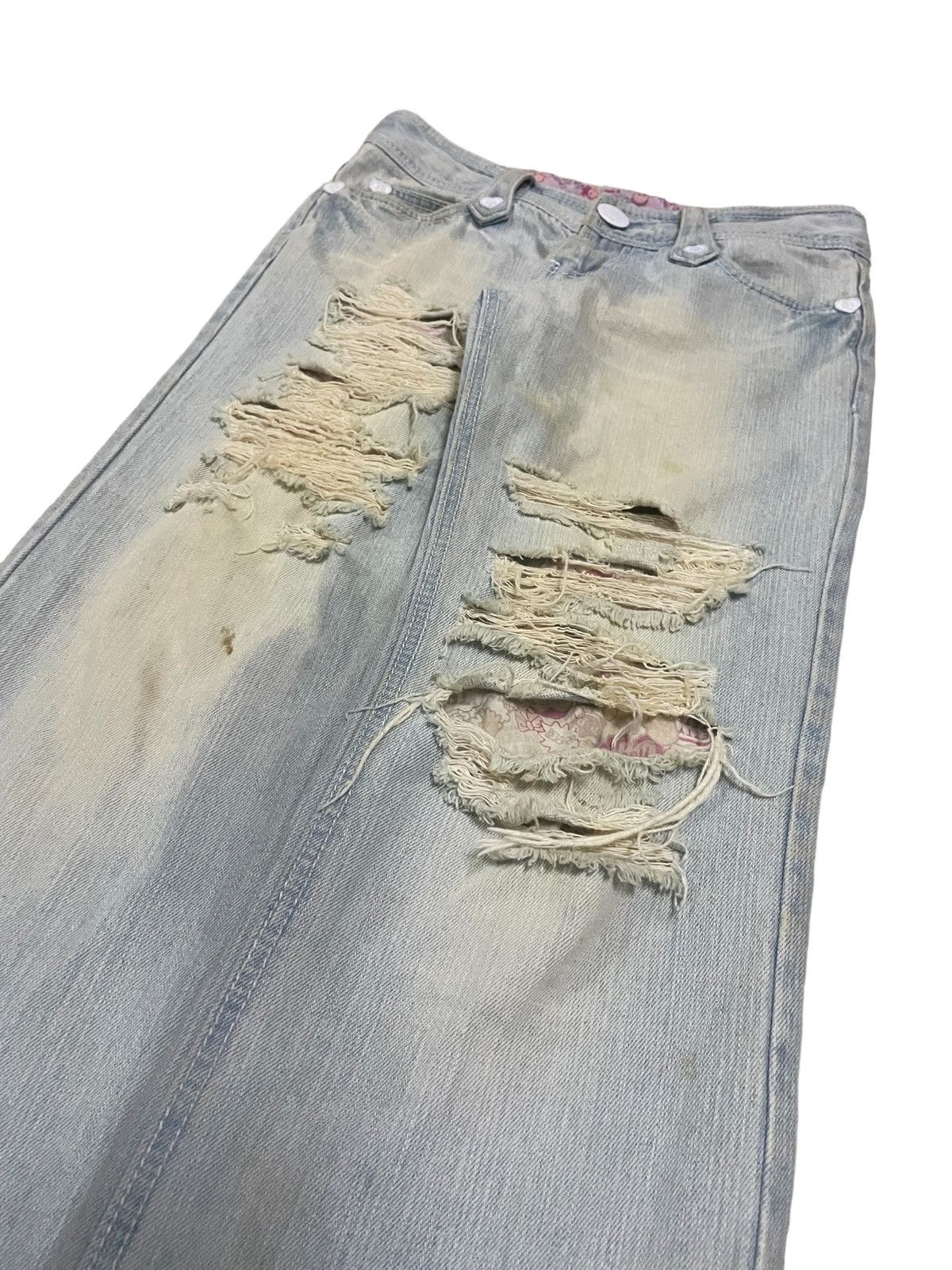 Japanese Brand Vintage Japanese Pink Grunge Womenstyle Ripped Punk Jeans Size 29" - 7 Thumbnail