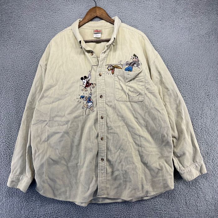 Disney Vintage Disney Flannel Shirt Men's Extra Large Beige Tan Mickey ...