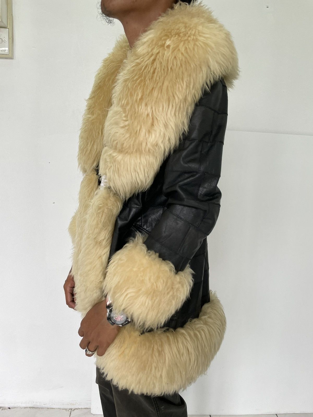 Japanese Brand Vintage Leather Jacket Faux Fur Cardigan Patchwork Size US S / EU 44-46 / 1 - 2 Thumbnail