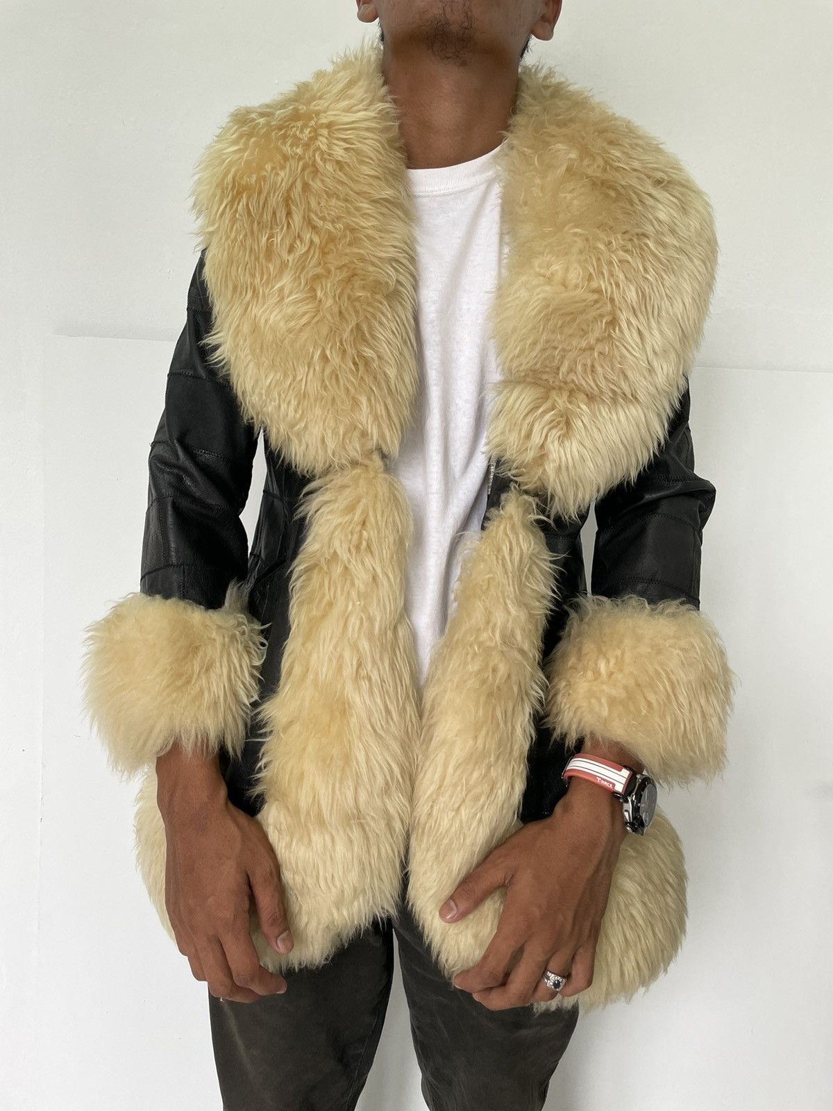 Japanese Brand Vintage Leather Jacket Faux Fur Cardigan Patchwork Size US S / EU 44-46 / 1 - 1 Thumbnail