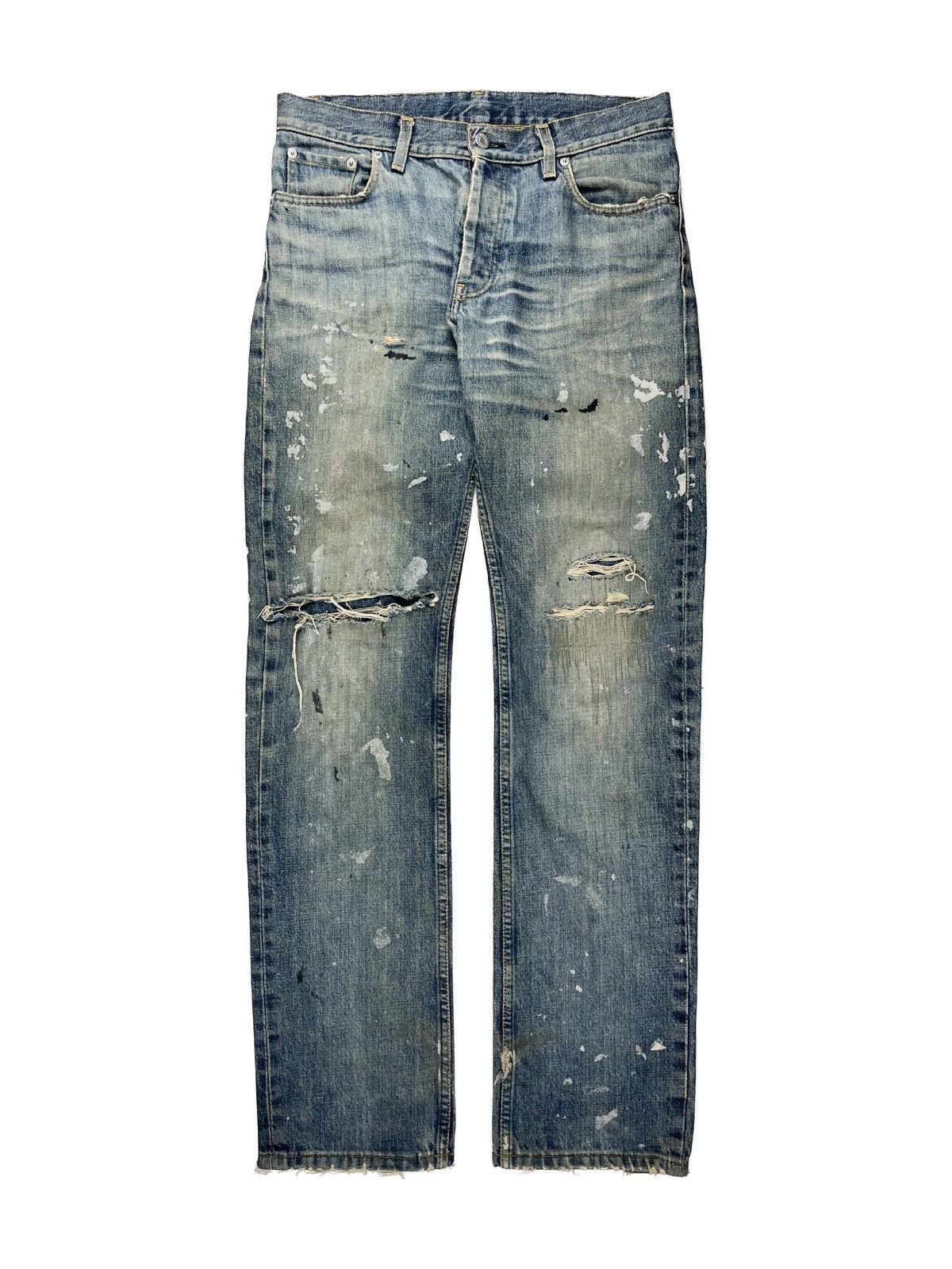 Vintage 1998 Helmut Lang Thrashed Painter Denim Jeans Classic Cut | Grailed