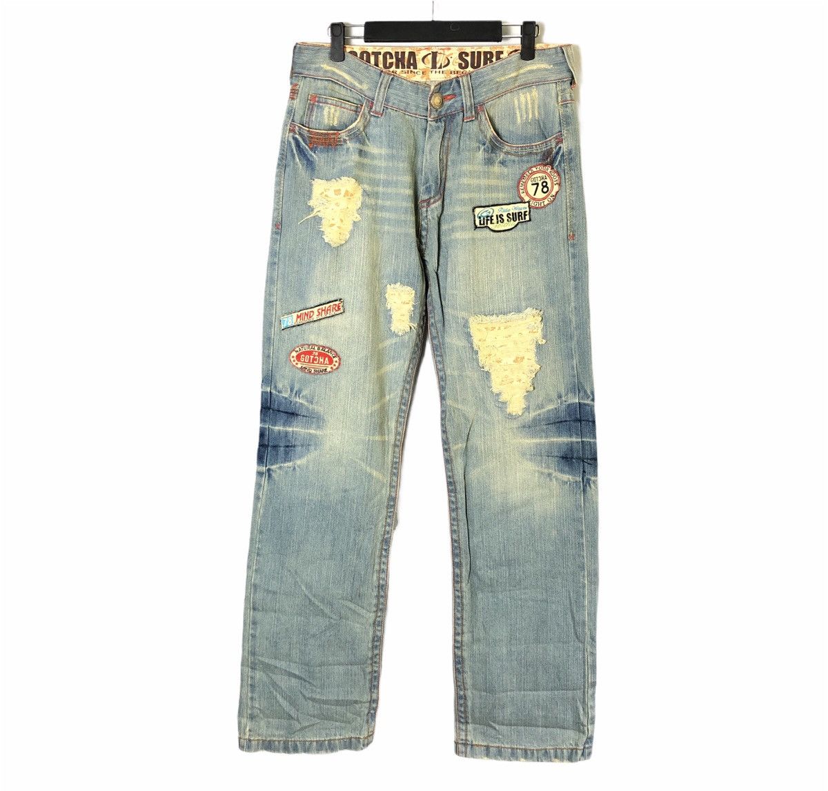 Gotcha Gotcha Surf Style Distressed Patchwork Rebuild Jeans Size US 32 / EU 48 - 1 Thumbnail